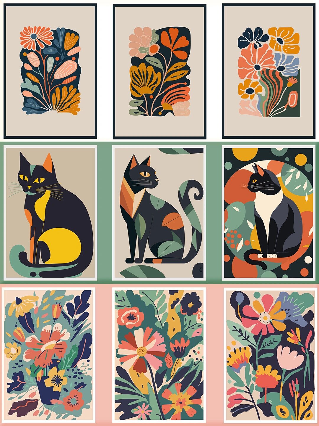 78现代复古植物花卉装饰画│插画装饰画模板