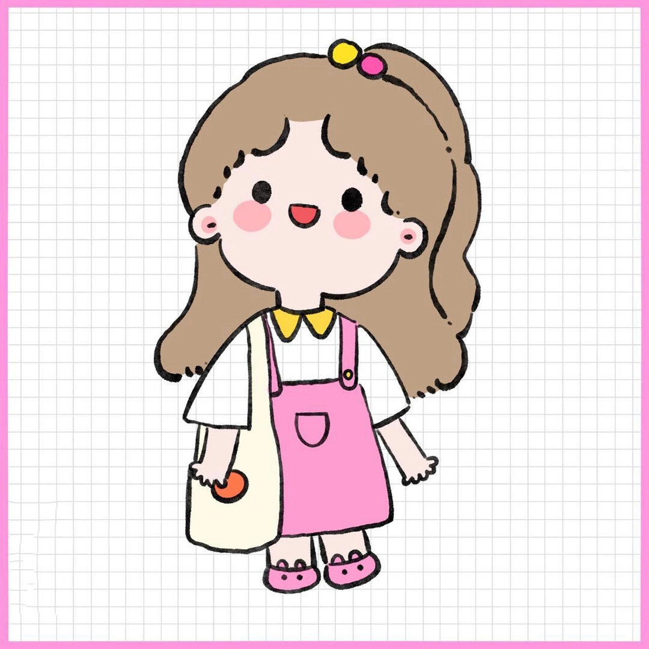 可爱小女孩简笔画手帐素材