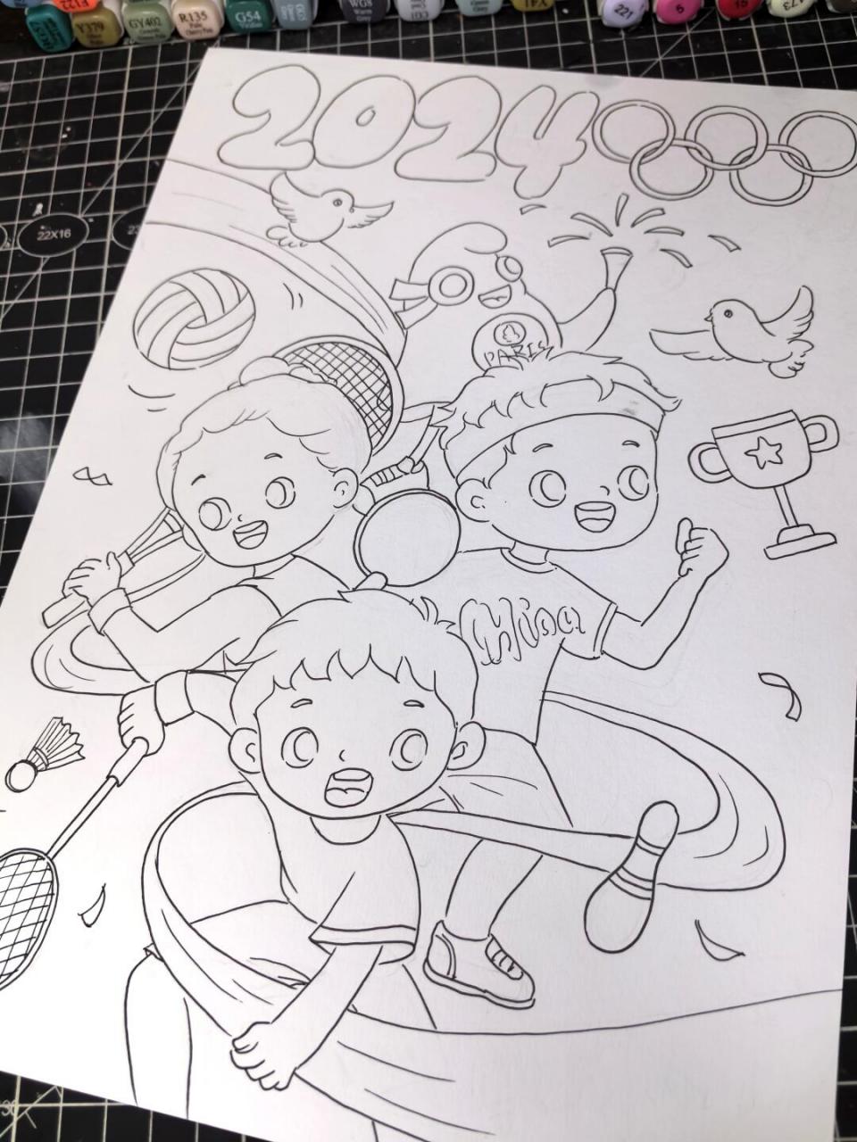 989998999899#马克笔手绘# #奥运会主题画# #运动会主题