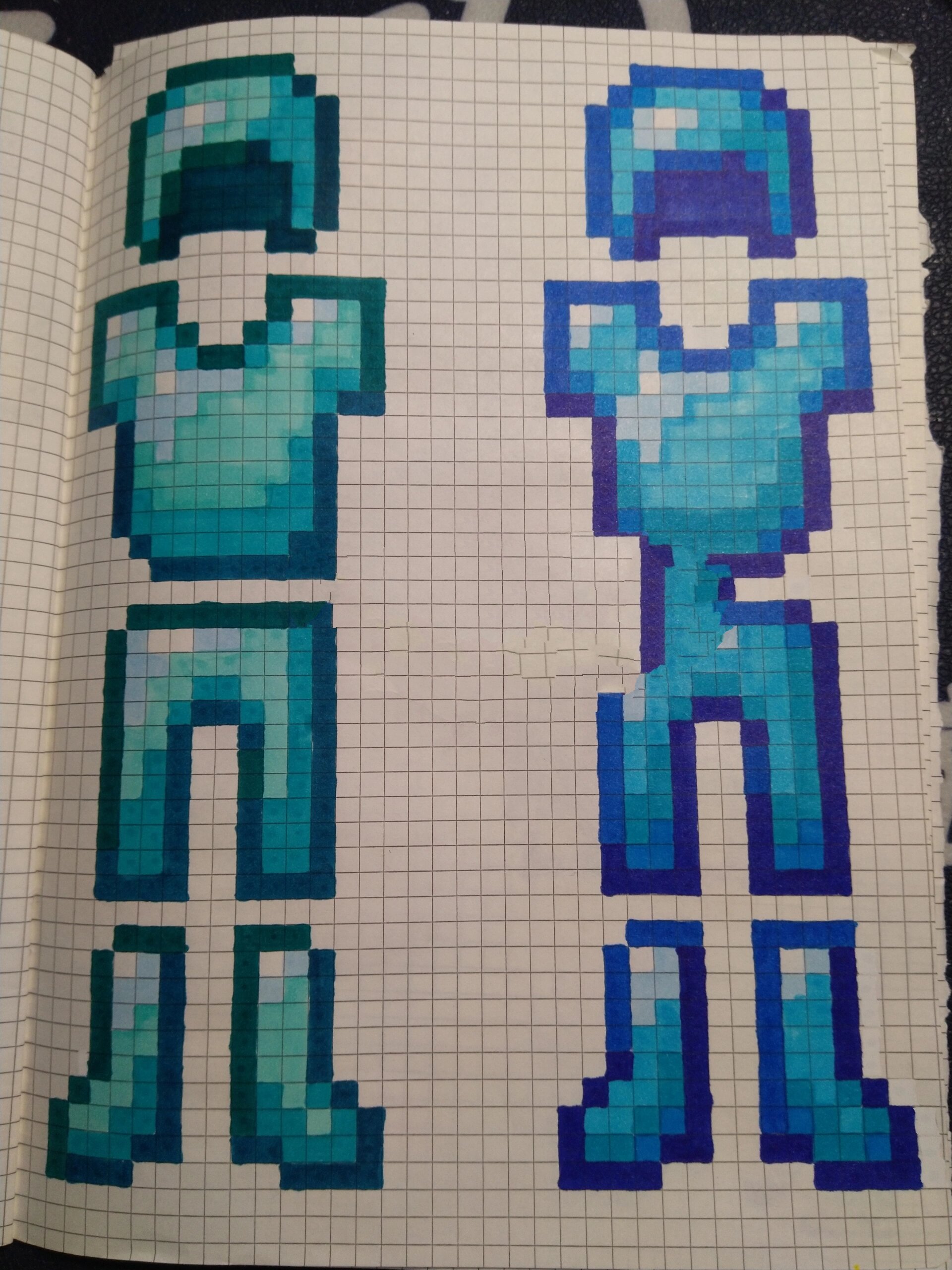 我的世界像素画两种钻石套