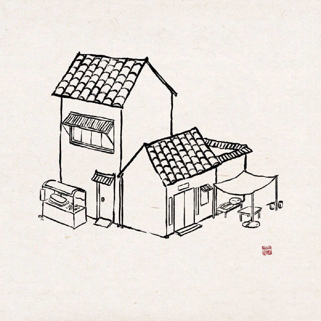 中国风建筑房子简笔画图片