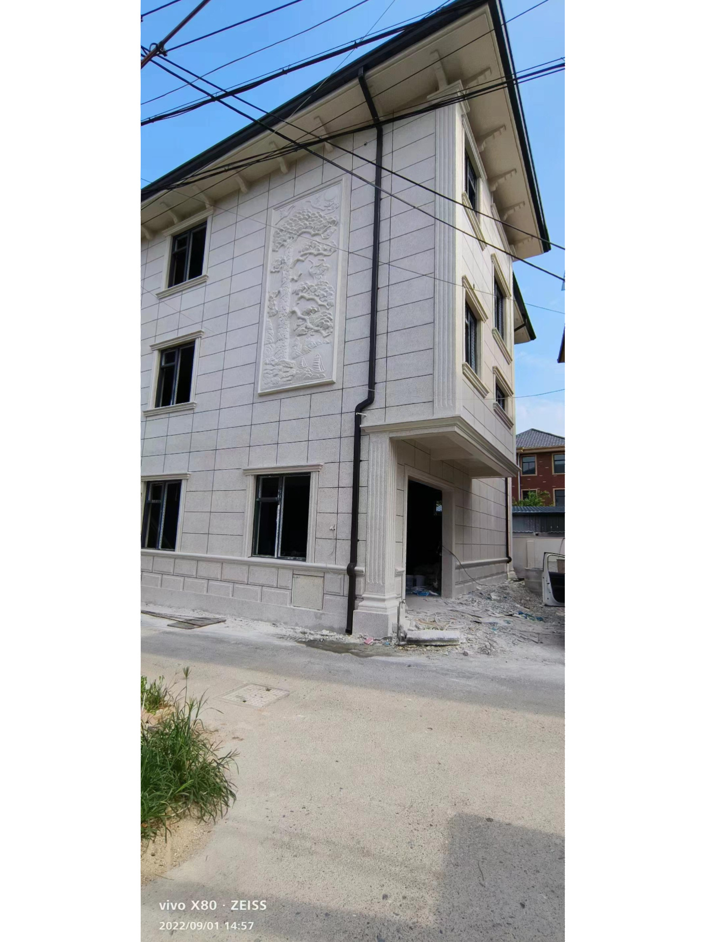 大别墅外墙水磨石完工效果