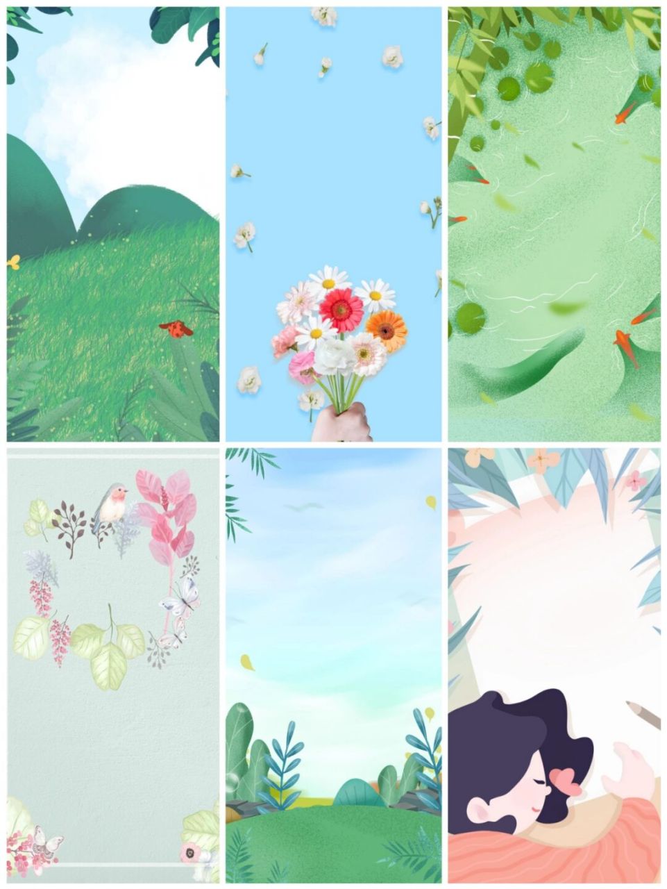 92清新手绘插画的底图海报设计背景素材来啦～ 7215伙伴们,大家