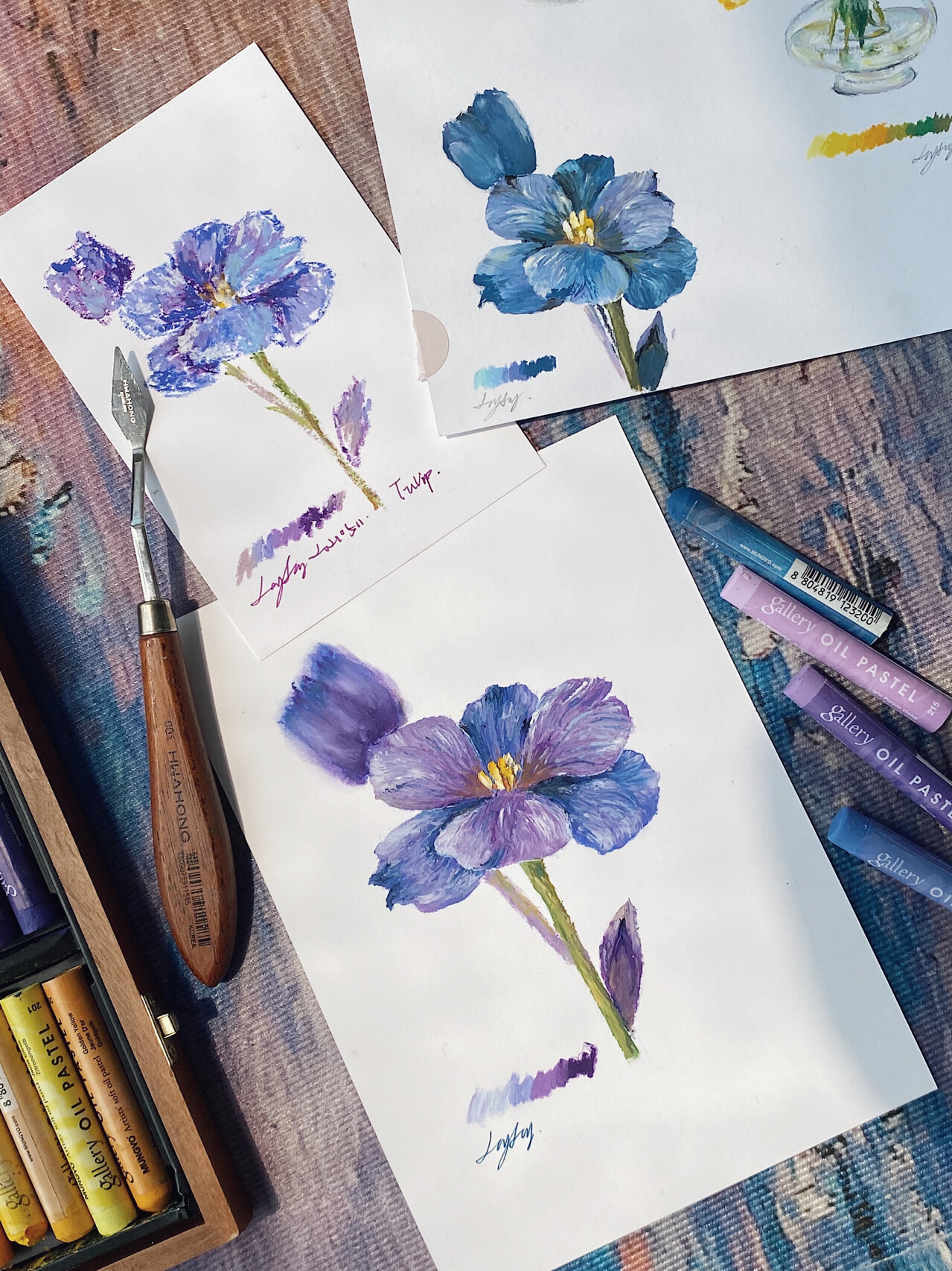 油画棒|97蓝紫色郁金香93附详细步骤图