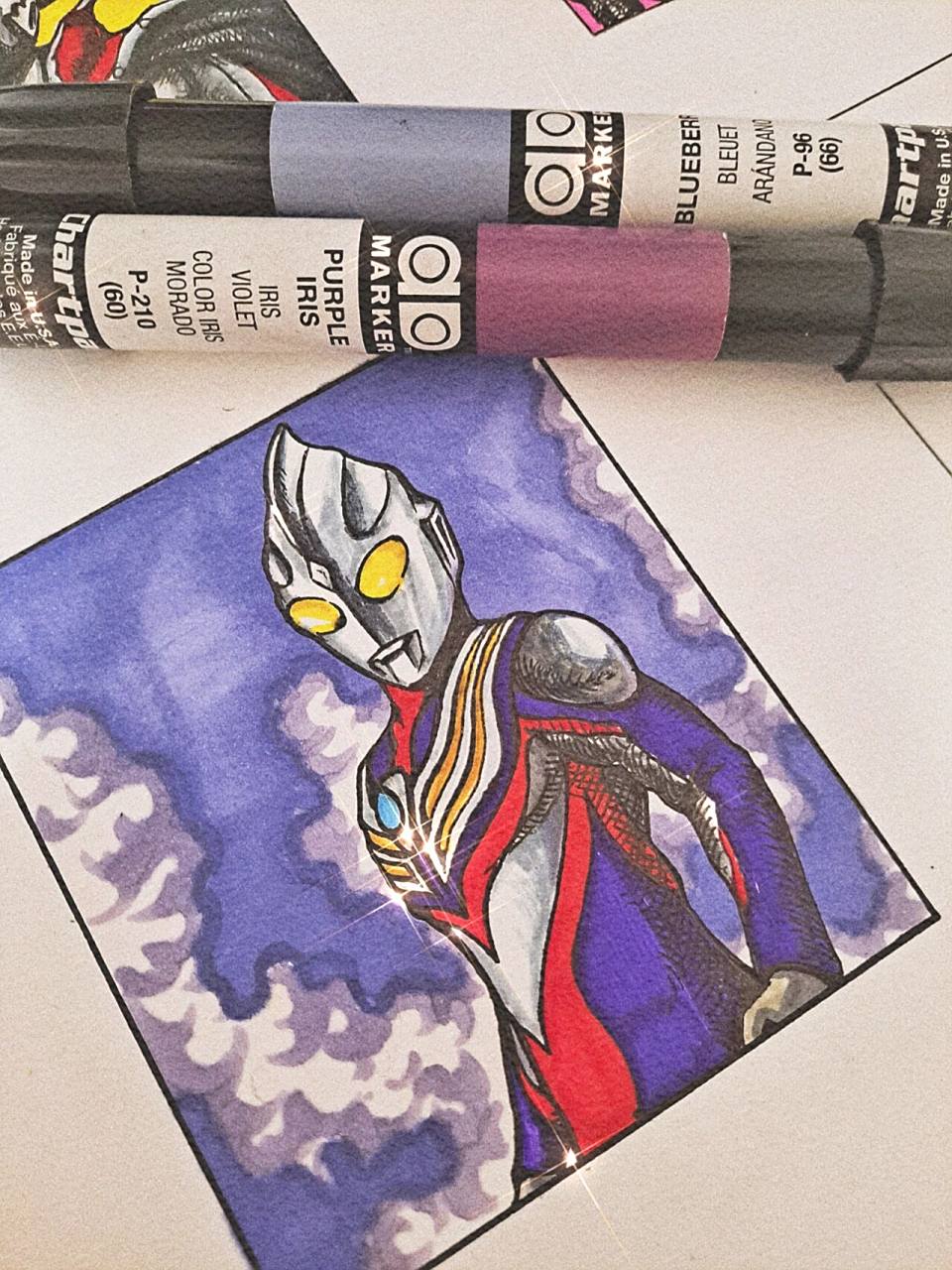 随手画迪迦奥特曼,画完了连我自己都觉得帅 奥特六宫格第二弹,迪迦