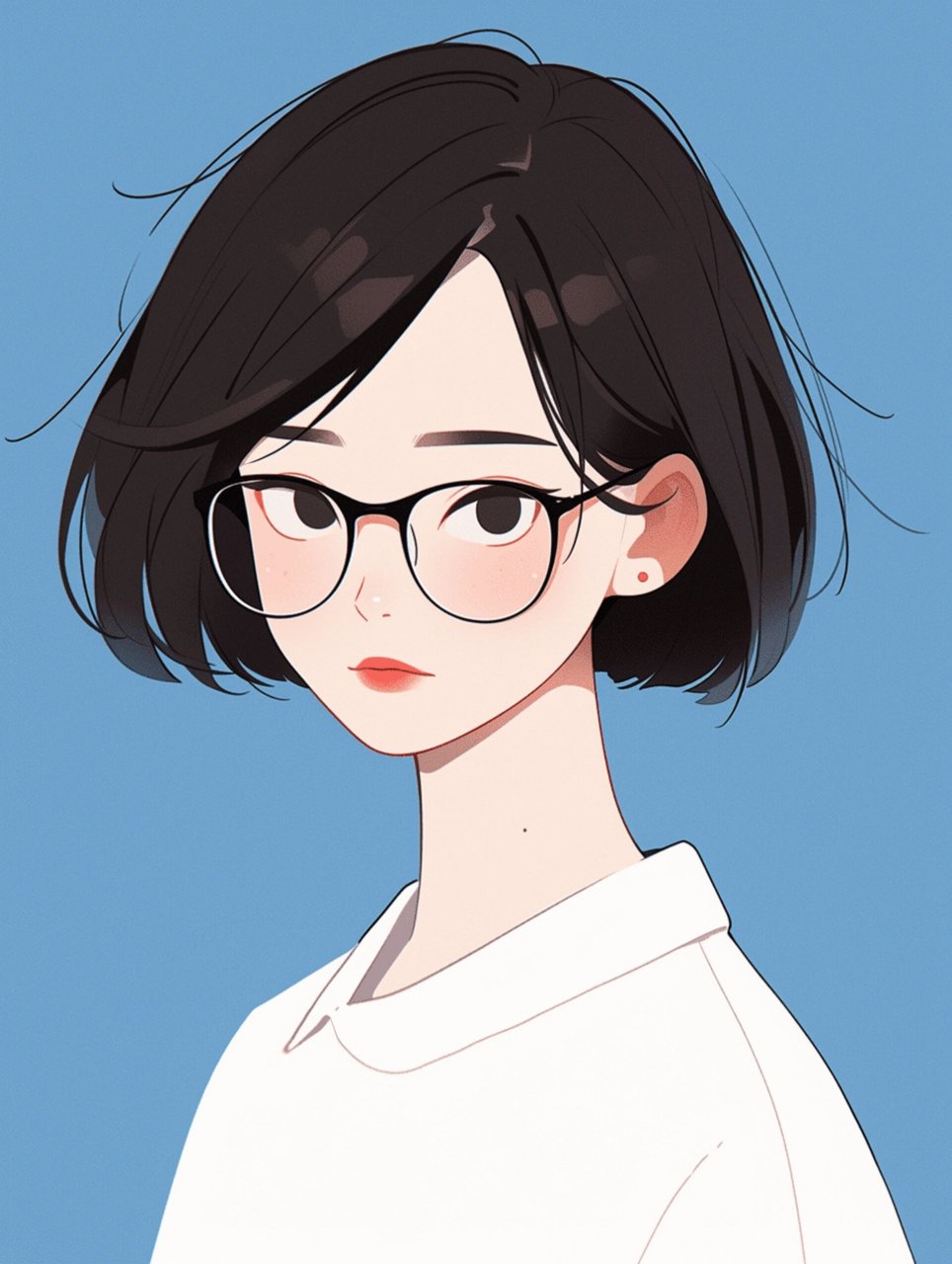 短发女生头像30 之前说要试试戴眼镜的,已经出来啦