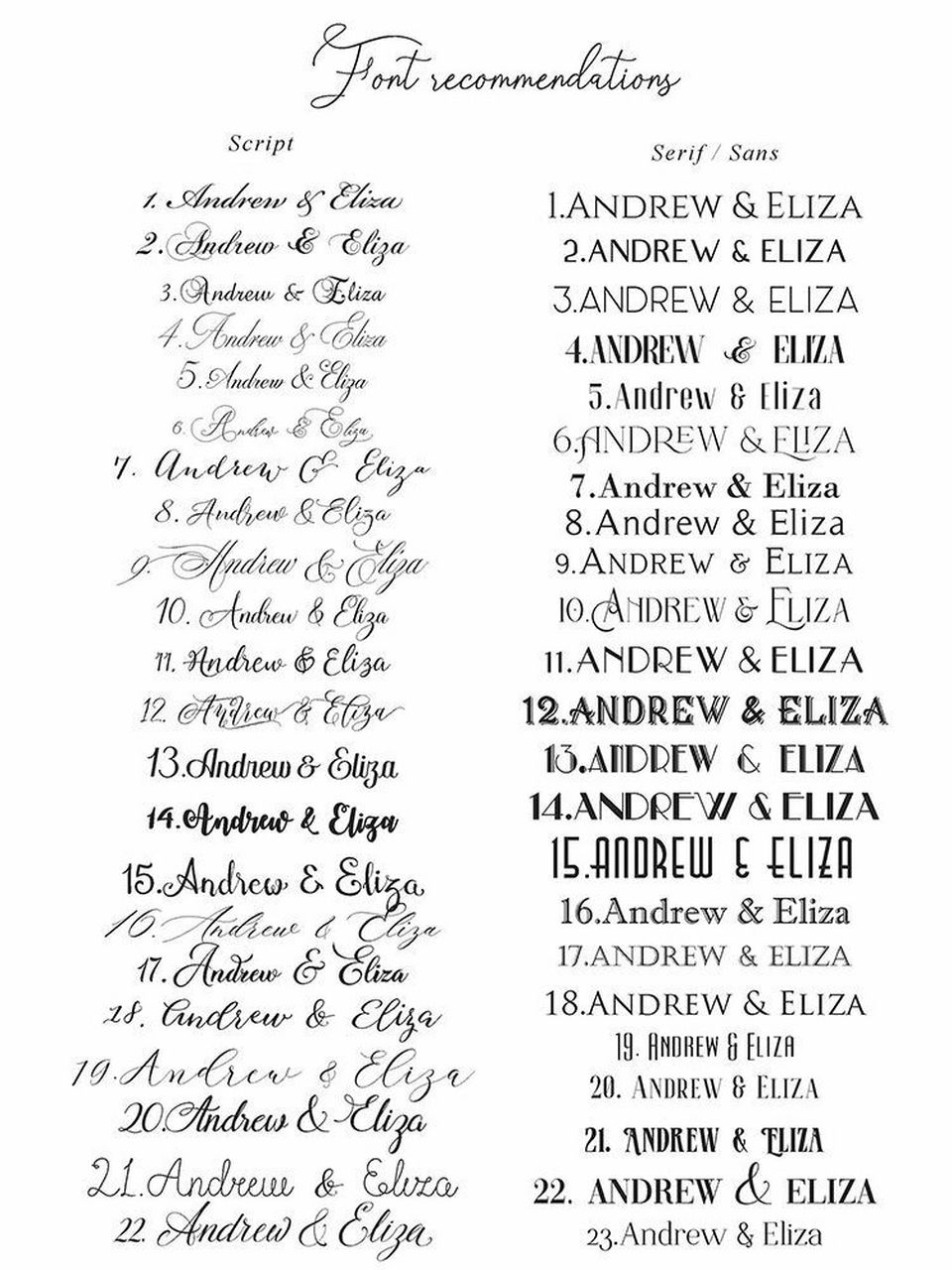 分享一组好看的英文字体适合婚礼手写字体 