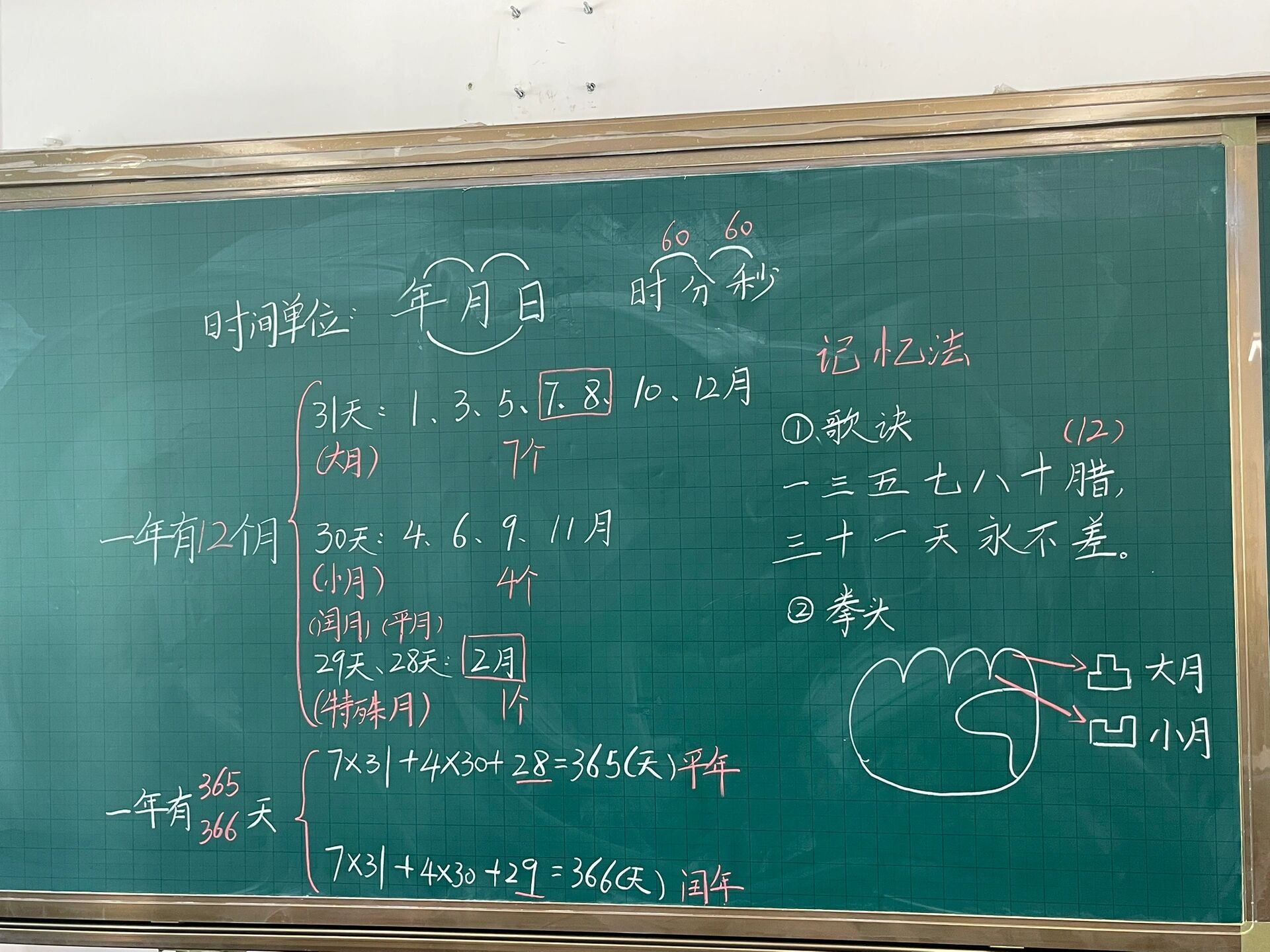 三下数学年月日板书和设计思路