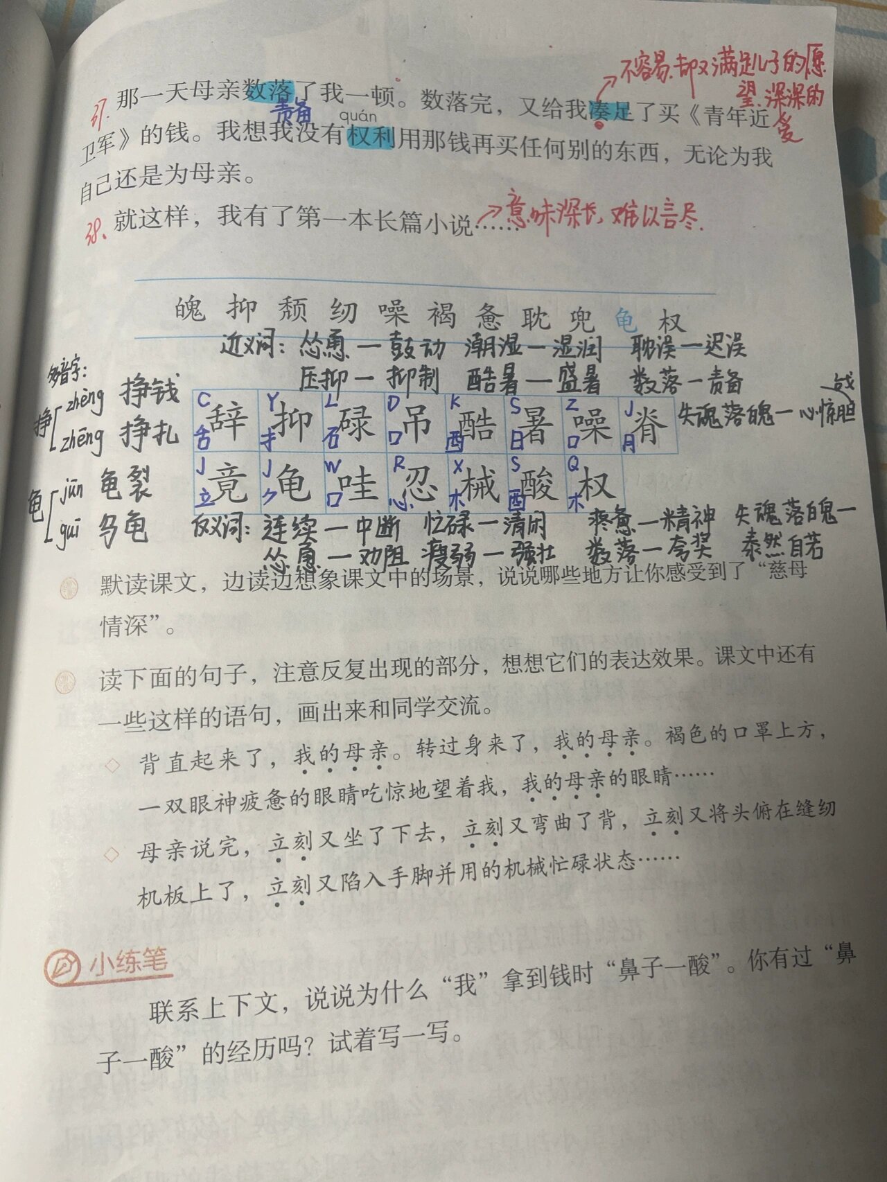 慈母情深课文笔记图片