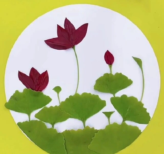 树叶贴画-莲花