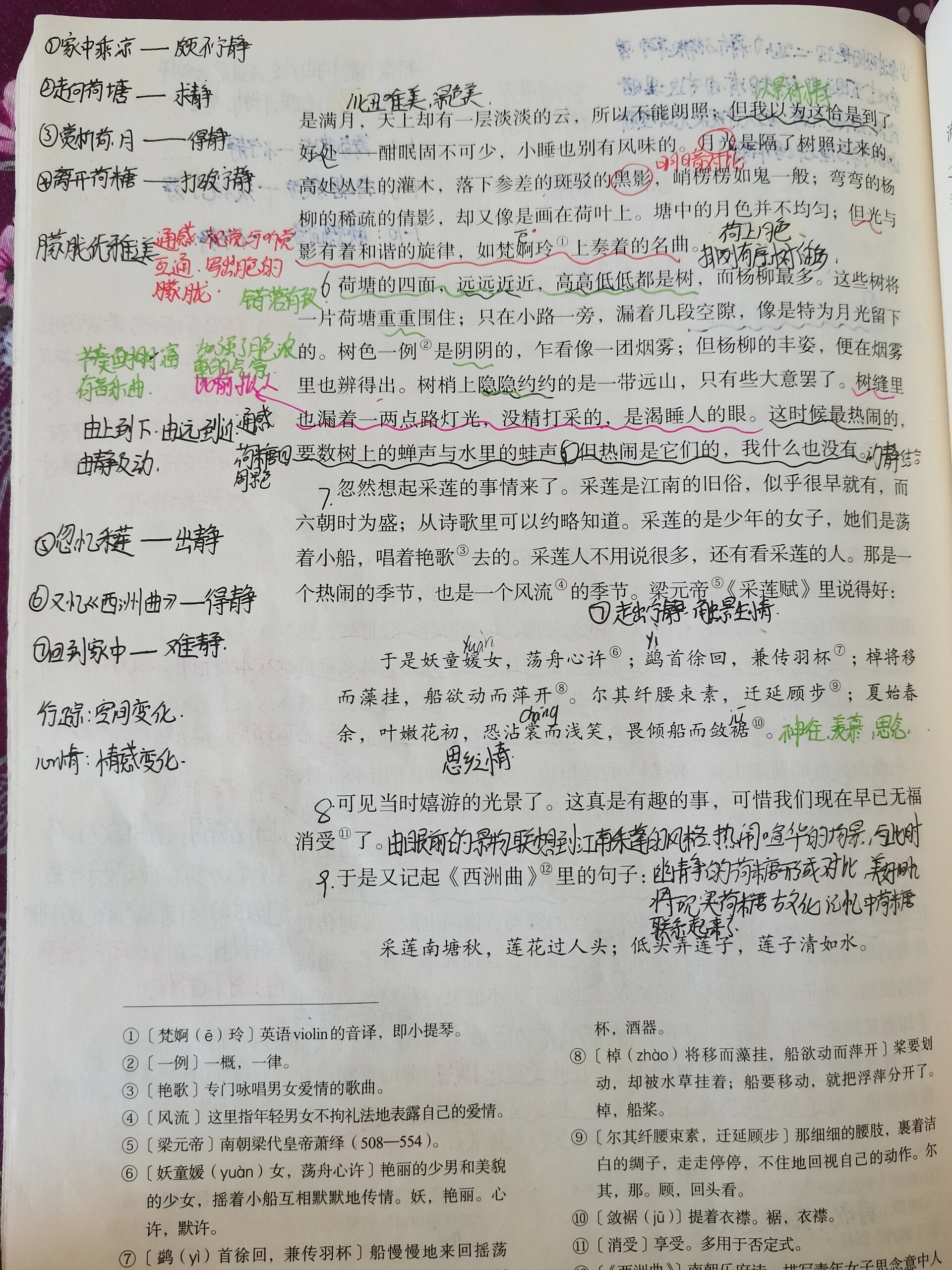 高一语文《荷塘月色》笔记.