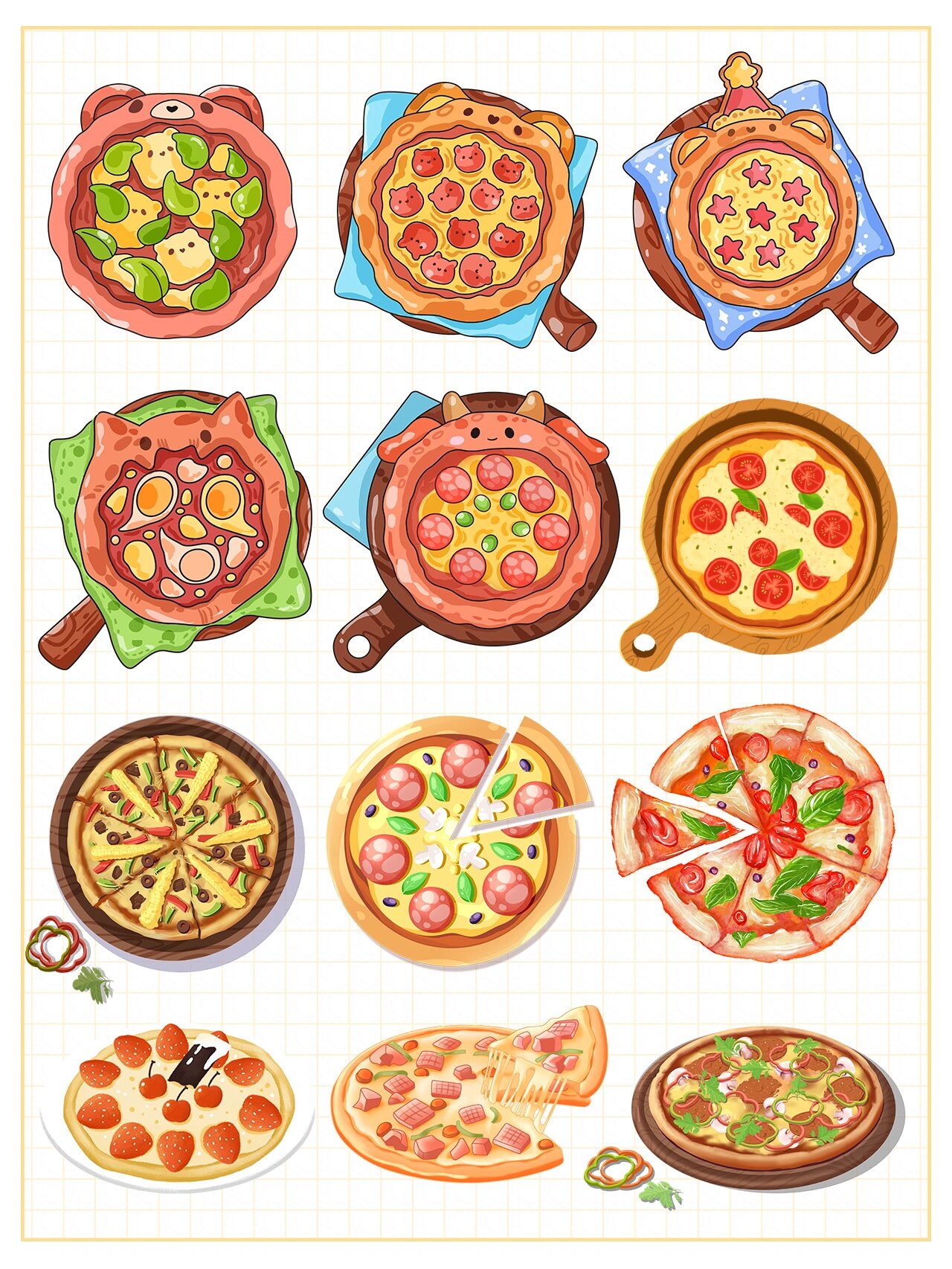 no.171|免扣png|93 美味披萨卡通插画素材