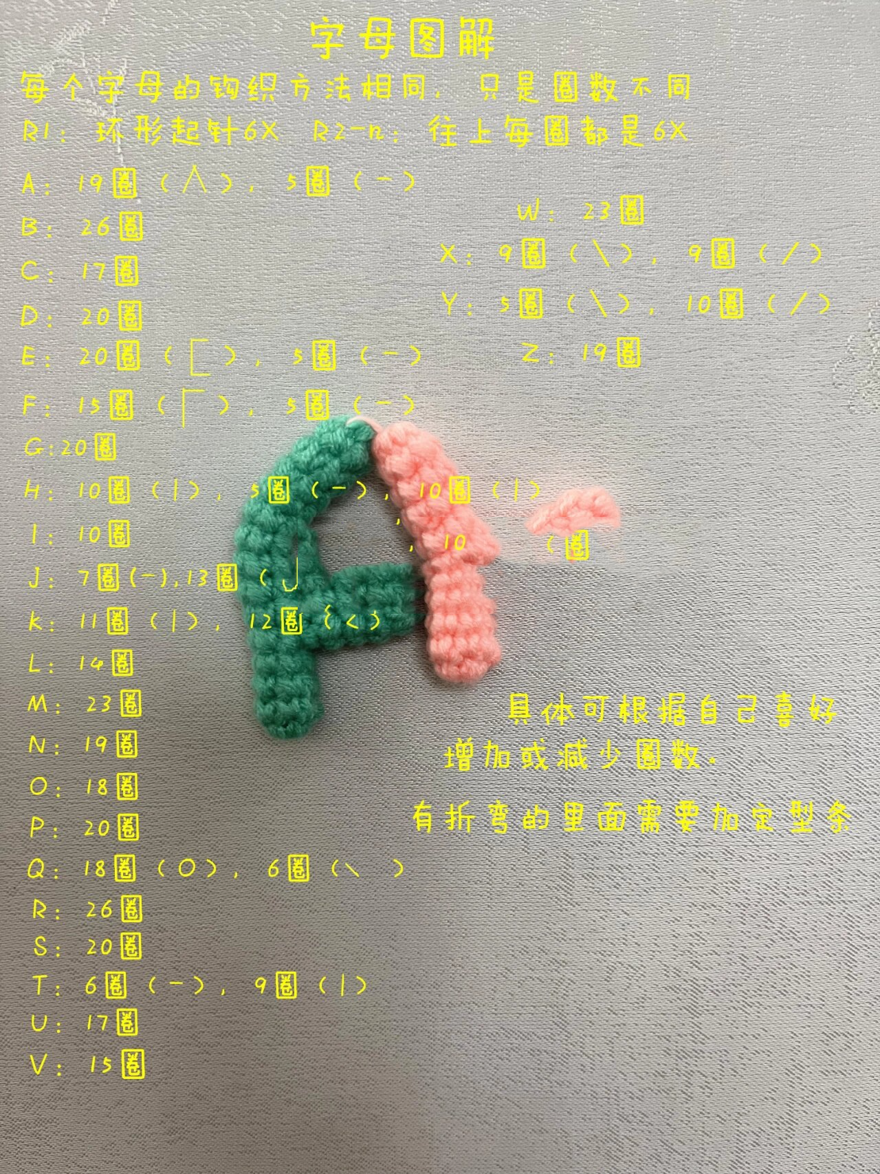 钥匙扣手机挂件字母钩织图解