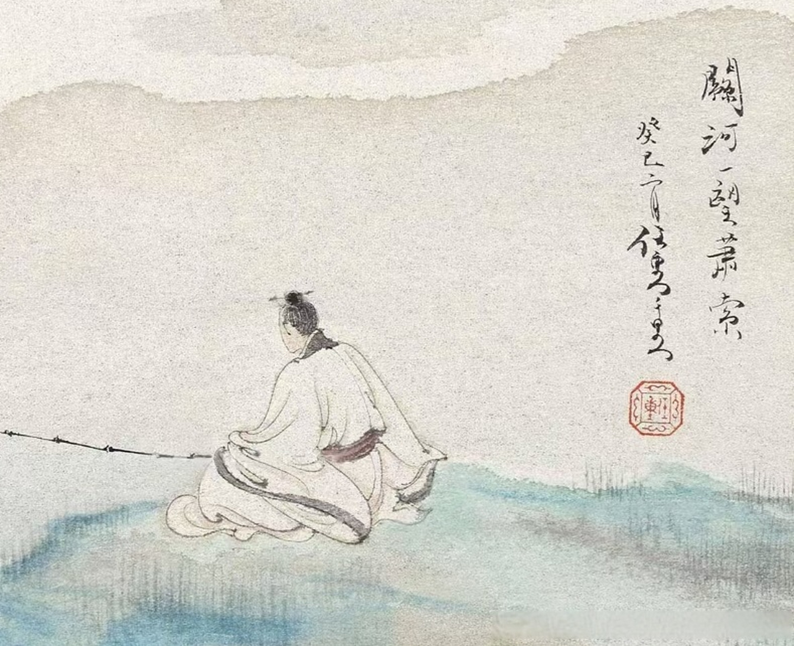 画家任重2013年创作《关河一望萧索》,设色纸本,27×25cm,精裱镜框,经