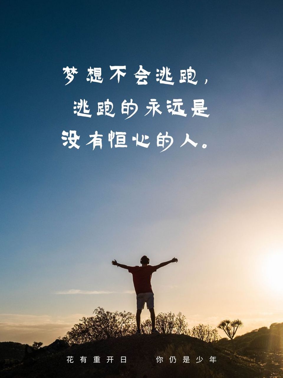 坚持的力量励志句子 🌟 梦想不会逃跑,逃跑的永远是没有恒心的人.