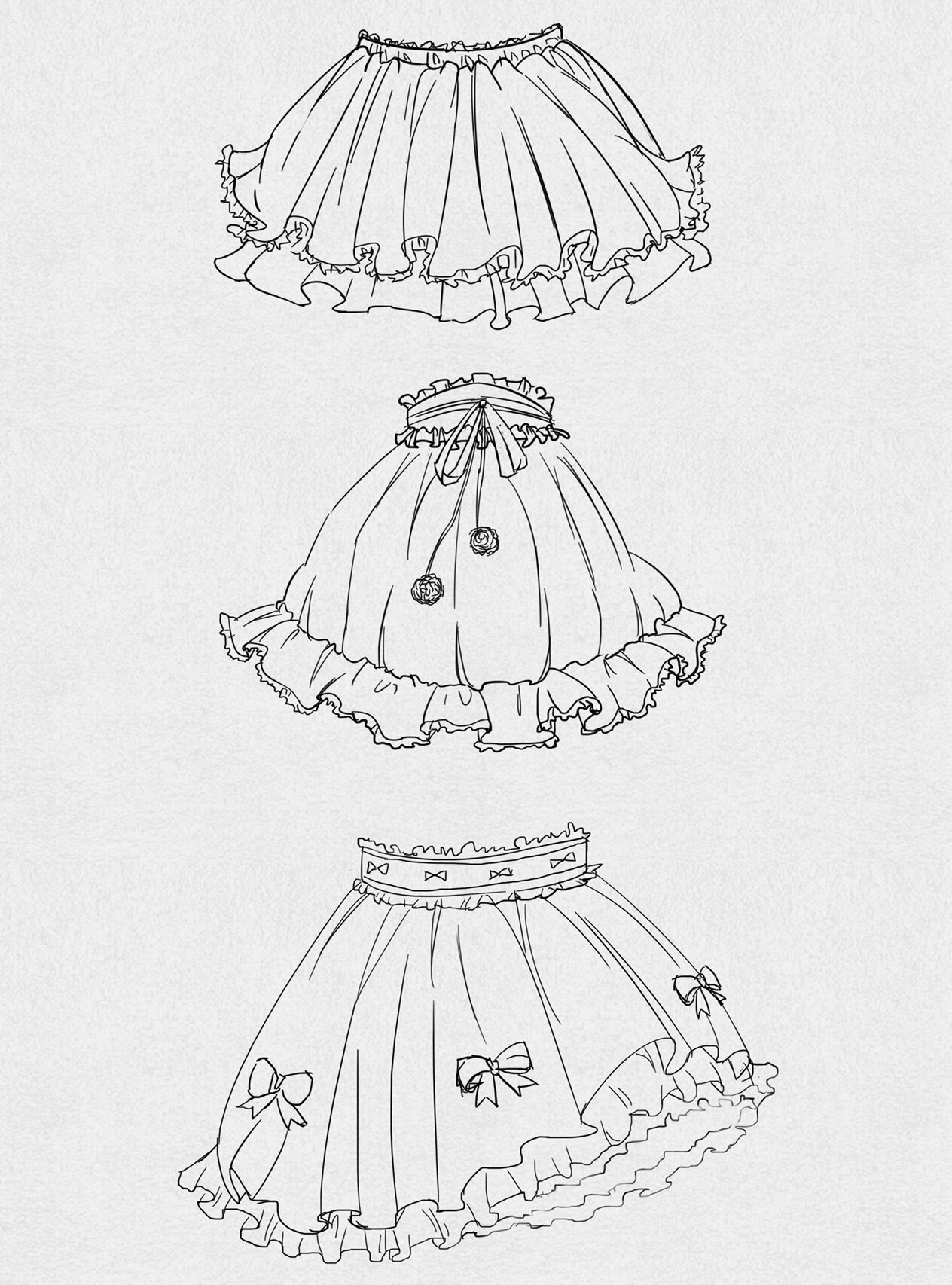 每日线稿速写练习005 / 蓬蓬裙褶皱画法