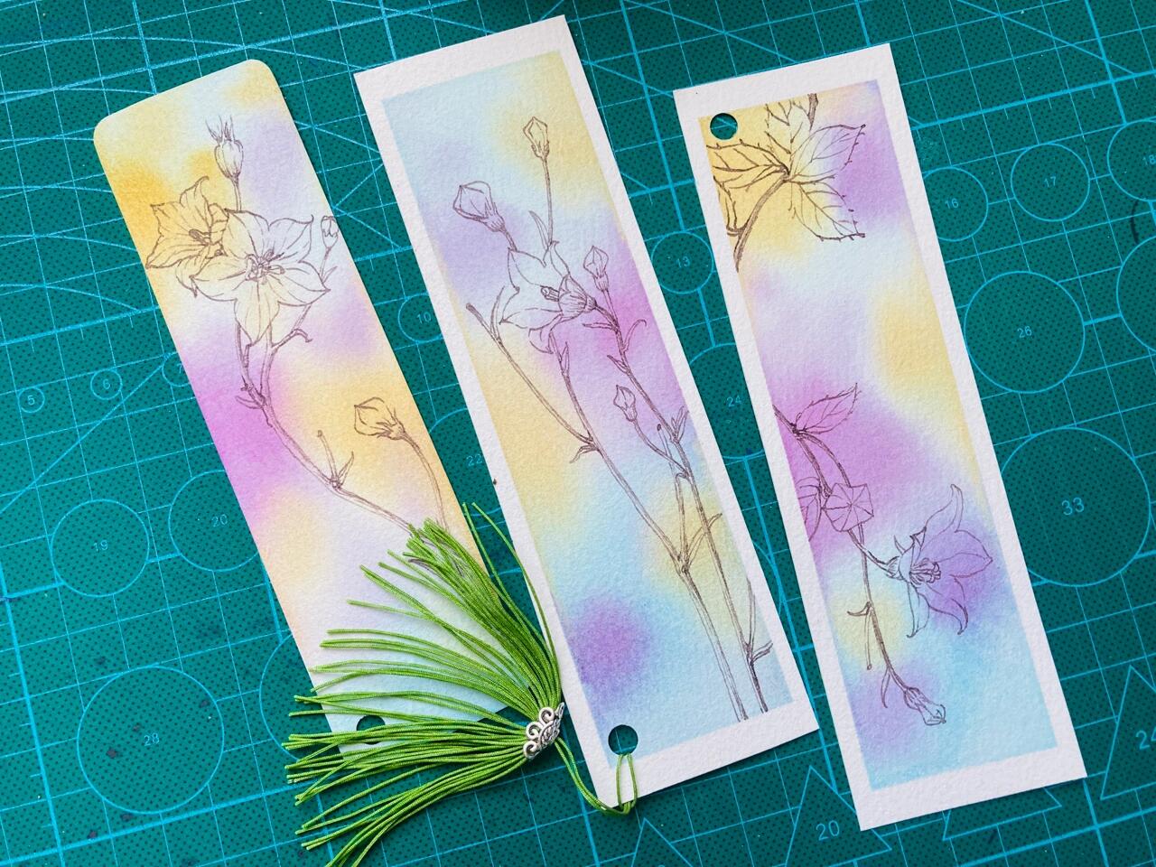 水彩小书签 桔梗花