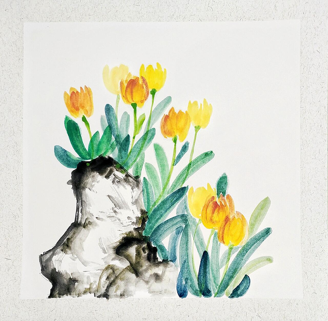 【挑战100篇国画打卡 】-69写意郁金香