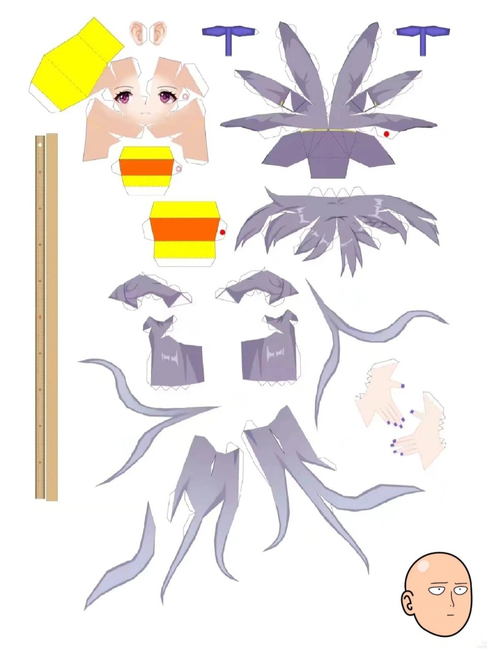 人形纸模图纸 刻晴纸模型图纸,一共6页,相对比较简单喜欢的可以收藏