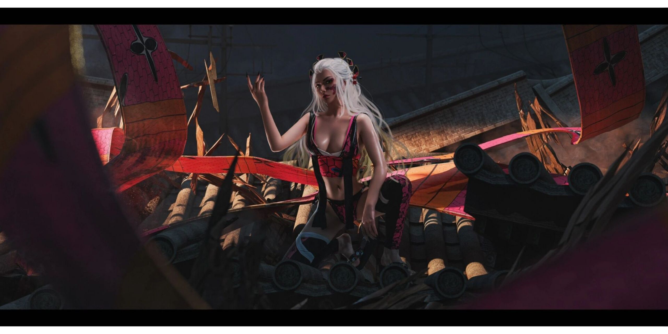 cos摄影合成鬼灭之刃堕姬 出镜:米粒 摄/后:我