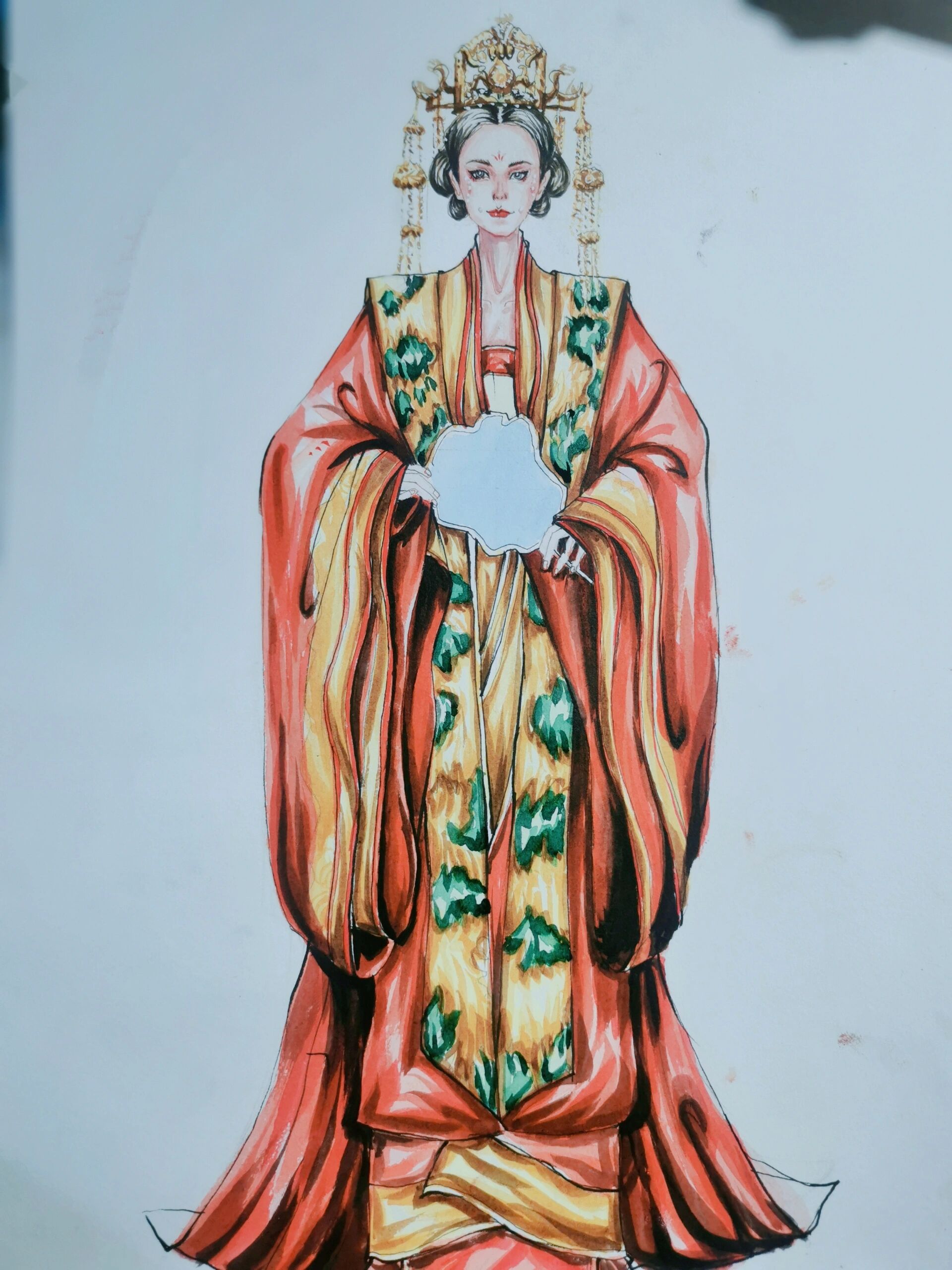 服装手绘效果图|宋制汉服|水彩手绘效果