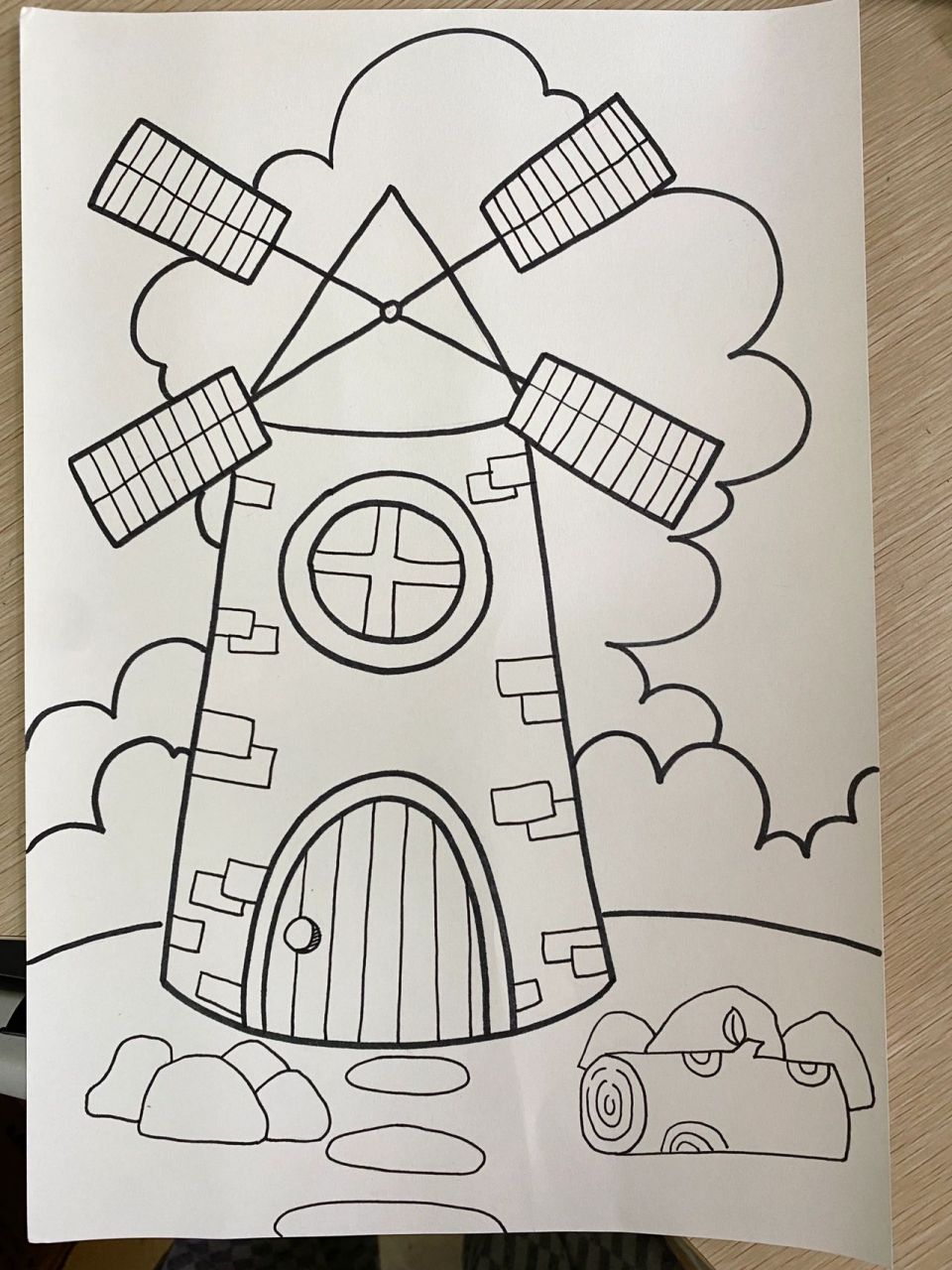 儿童画———风车 线稿