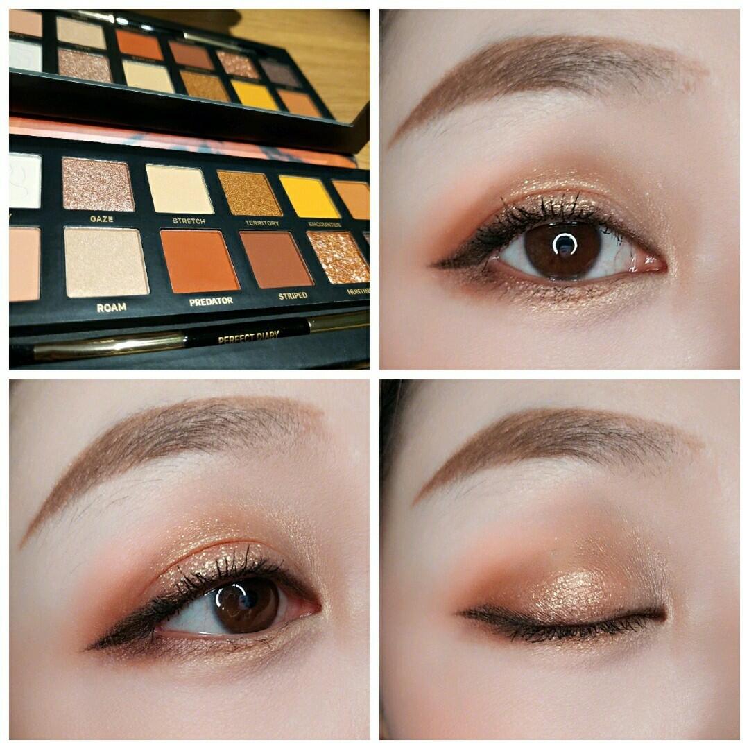 斑虎盘上眼试色 橘调非常明显,可以画出非常鲜艳的橘色妆容