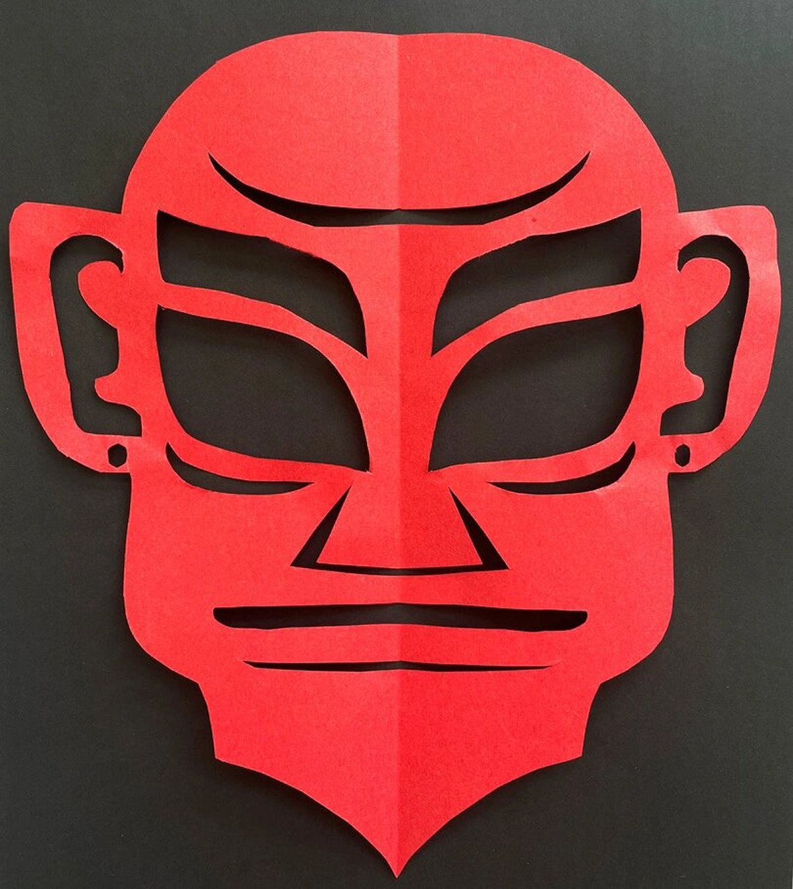 剪纸丨三星堆面具 #剪纸# #三星堆面具