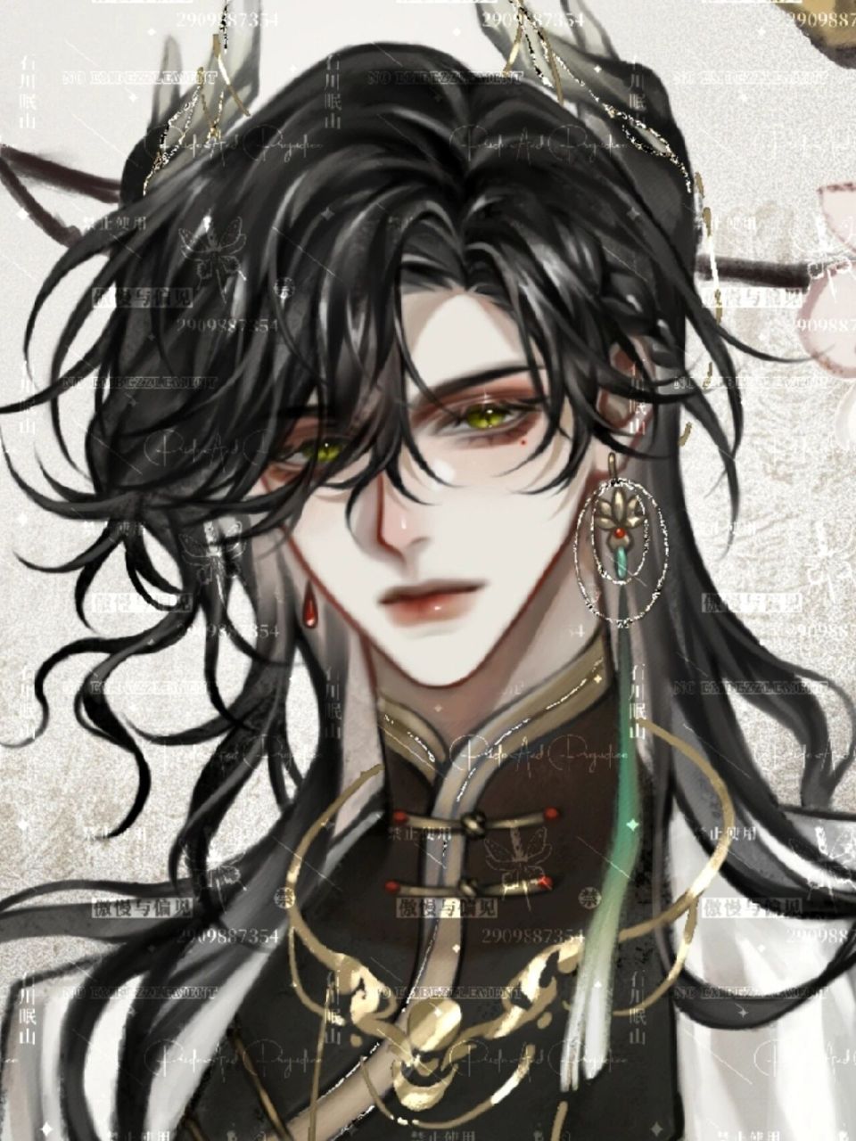 这个没有了—— 今年第一个绿色设子,很喜欢画一些长发帅哥