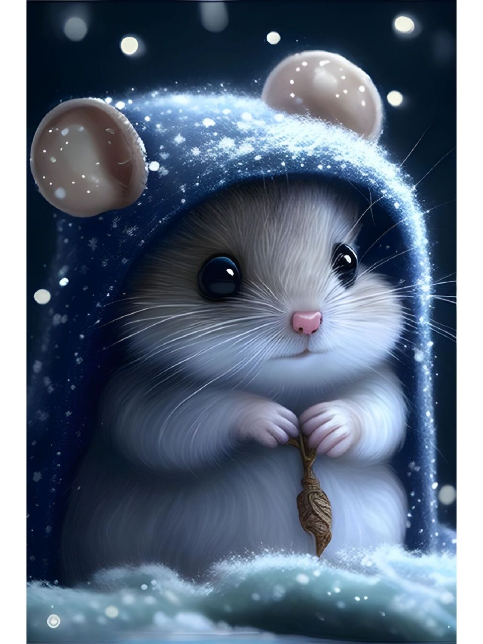 十二生肖|超萌可爱的小白鼠ai绘画壁纸 ai画师:斐斐 关键词和小程序