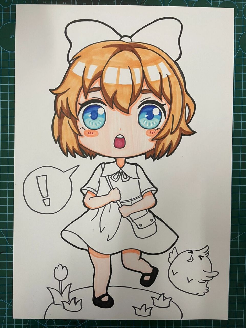 马克笔动漫 动漫女孩,开学季,马克笔绘画,动漫姑娘,背书包的女孩.