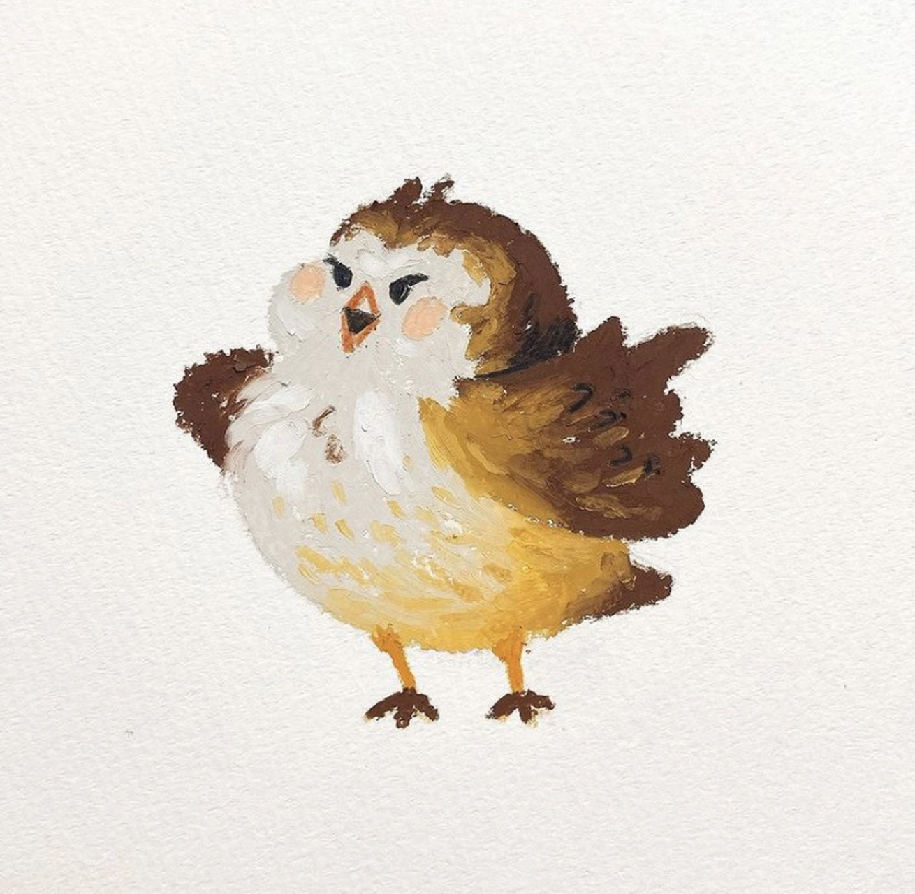 油画棒 | 圆润q弹的小麻雀 附过程 via.ins goshen