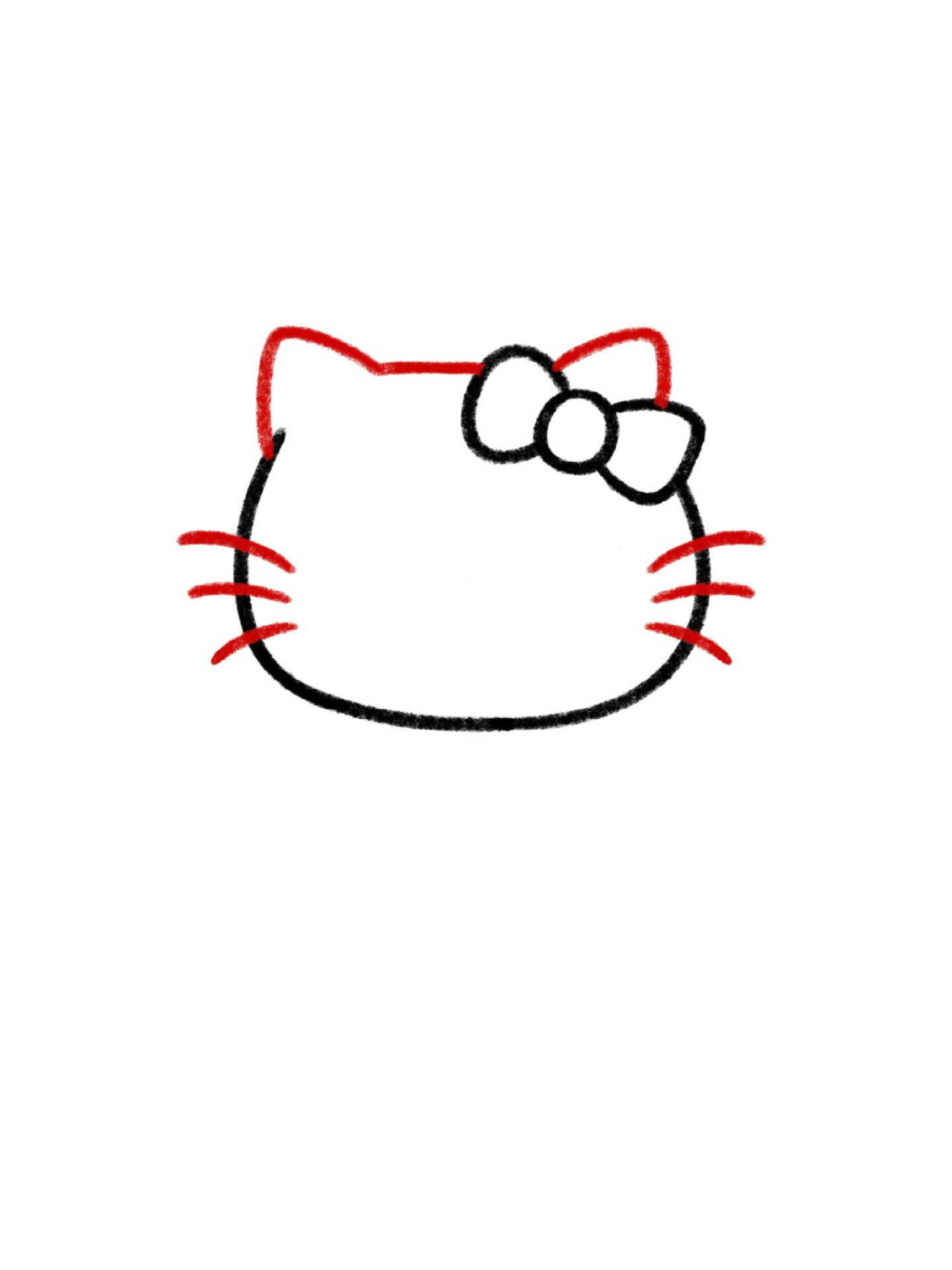 手残党学简笔画附教程7315hello kitty凯蒂猫 今天来画个凯蒂猫