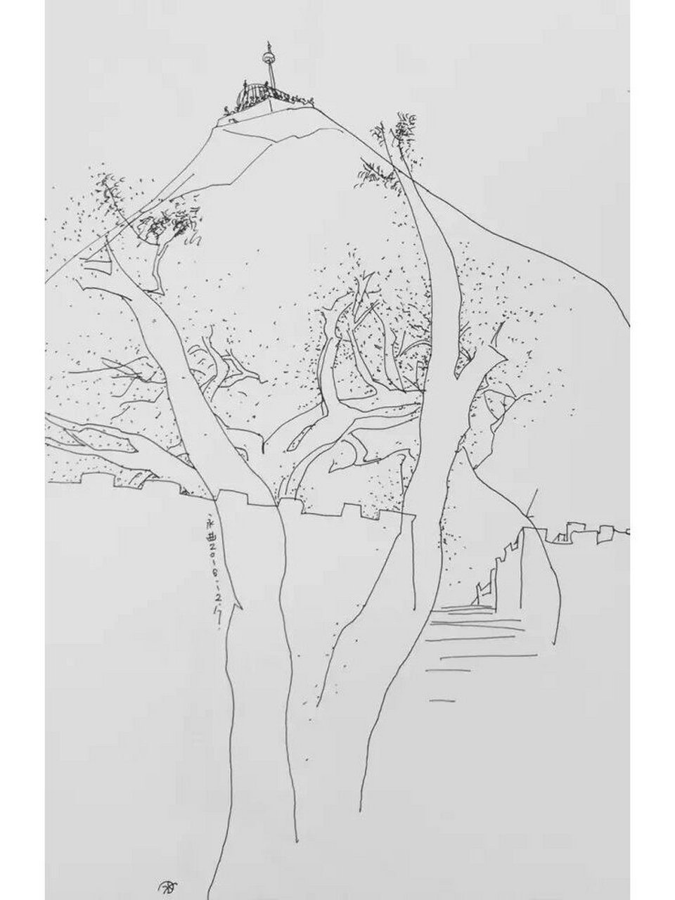 日光岩b–趣味速写(046) 适合大众审美口味的旅游景点,名胜古迹如何画