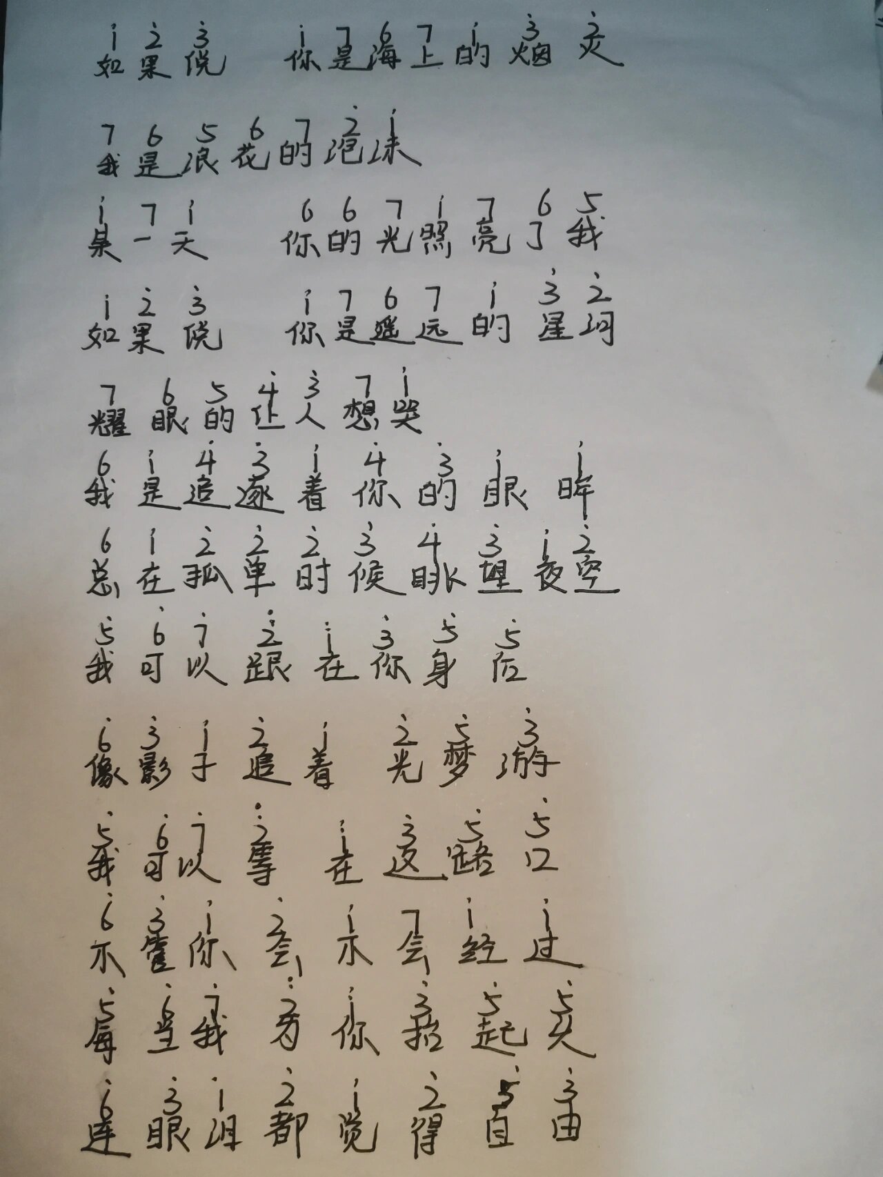 《追光者》拇指琴简谱