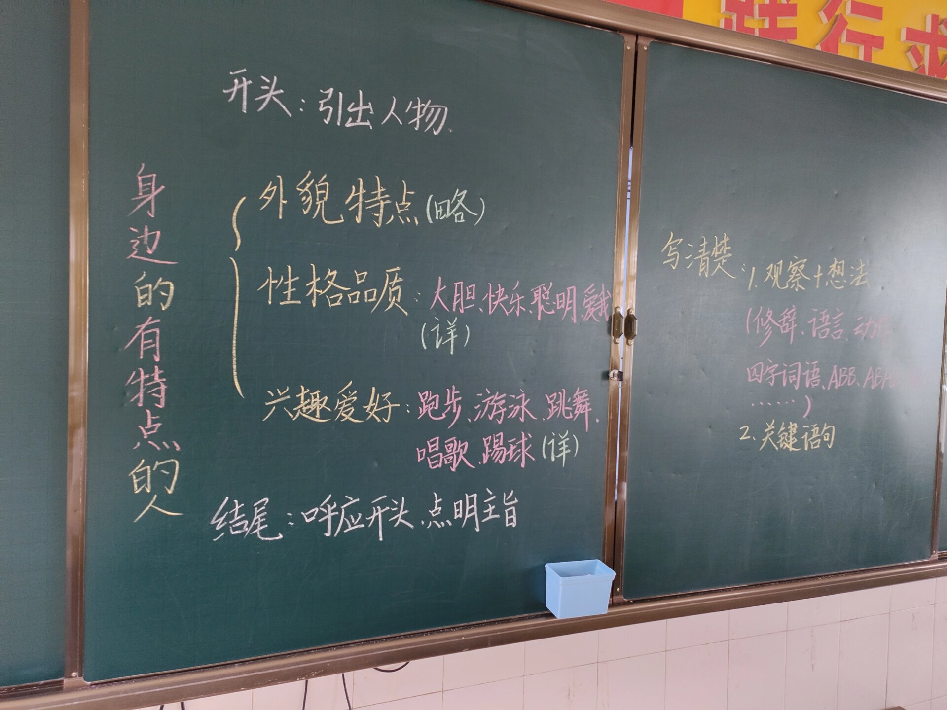 习作六 身边那些有特点的人 板书设计