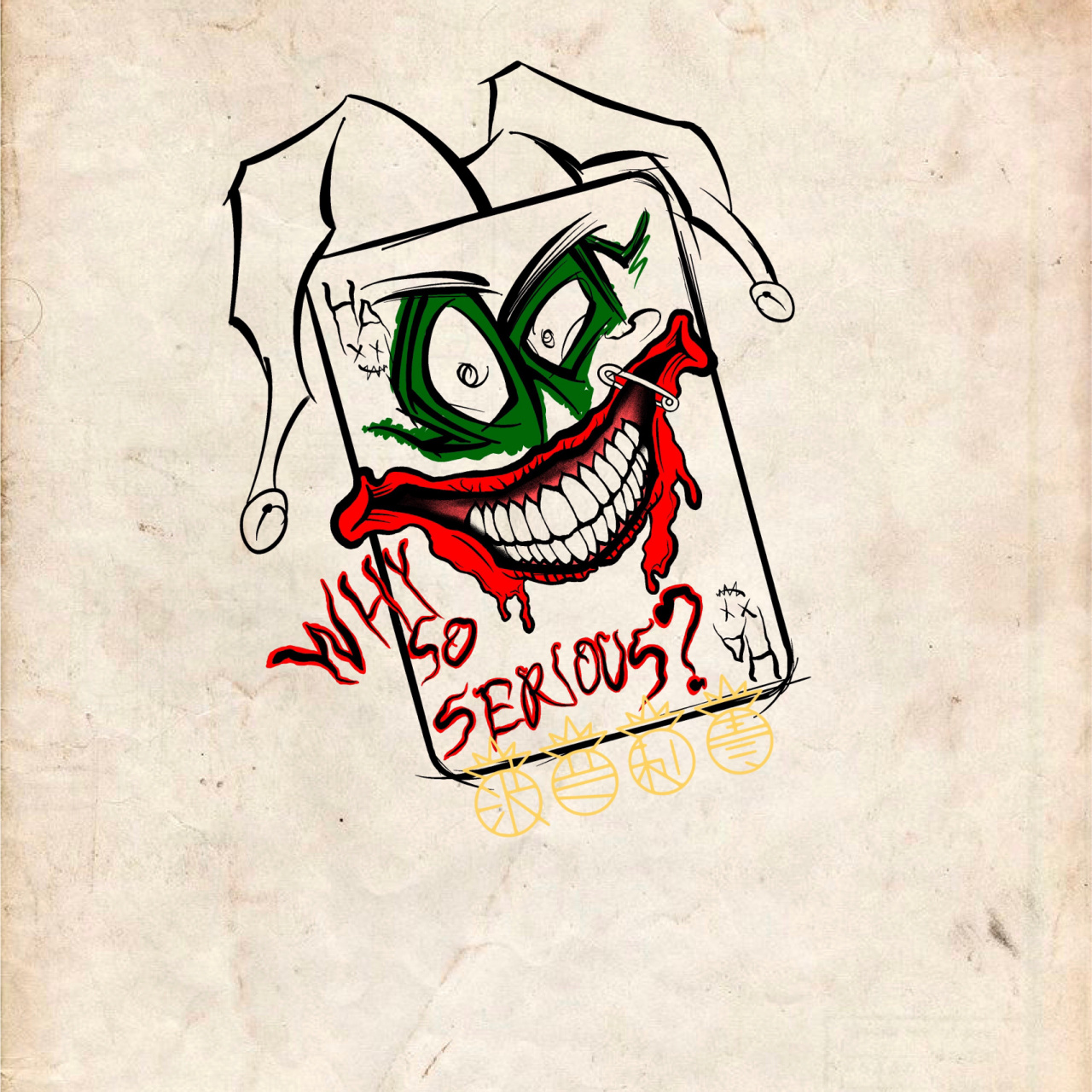 海口纹身| 小丑纹身87| joker | 原创手稿 joker扑克牌87 原创