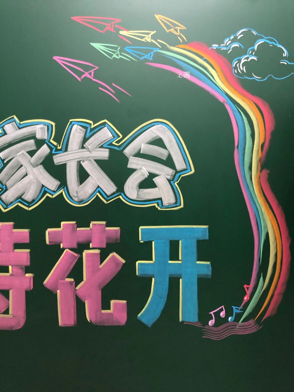 粉笔画一家长会黑板报