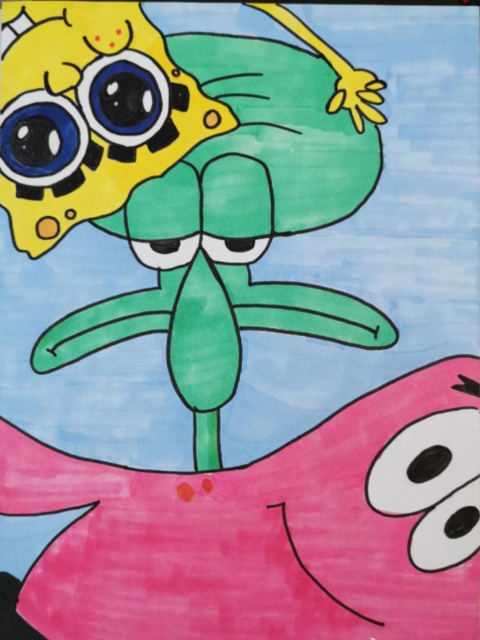 简笔画 儿童画 派大星7315 海绵宝宝7315 章鱼哥 放假在家