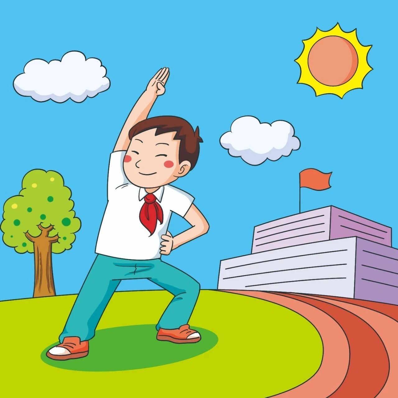 看图写话 做早操 早晨,阳光灿烂,明明来到操场上做广播体操.