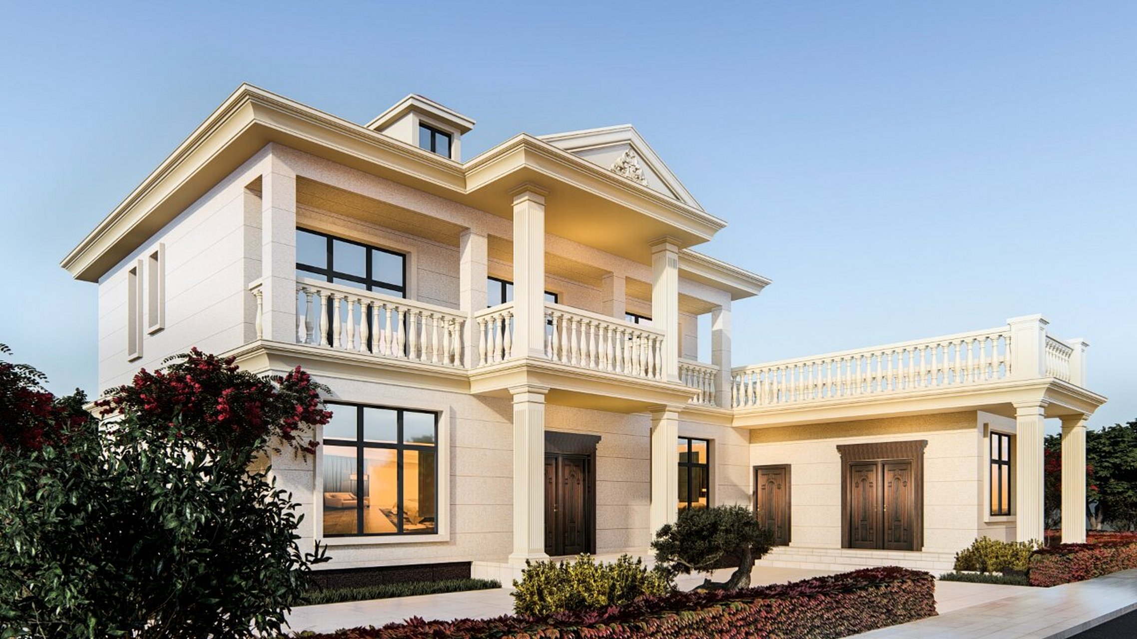 这是位于四川乐山的一栋两层欧式风格乡村别墅,这栋建筑布局与现有