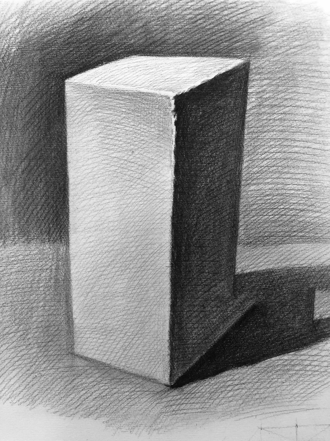 素描几何体——长方体完整明暗调子