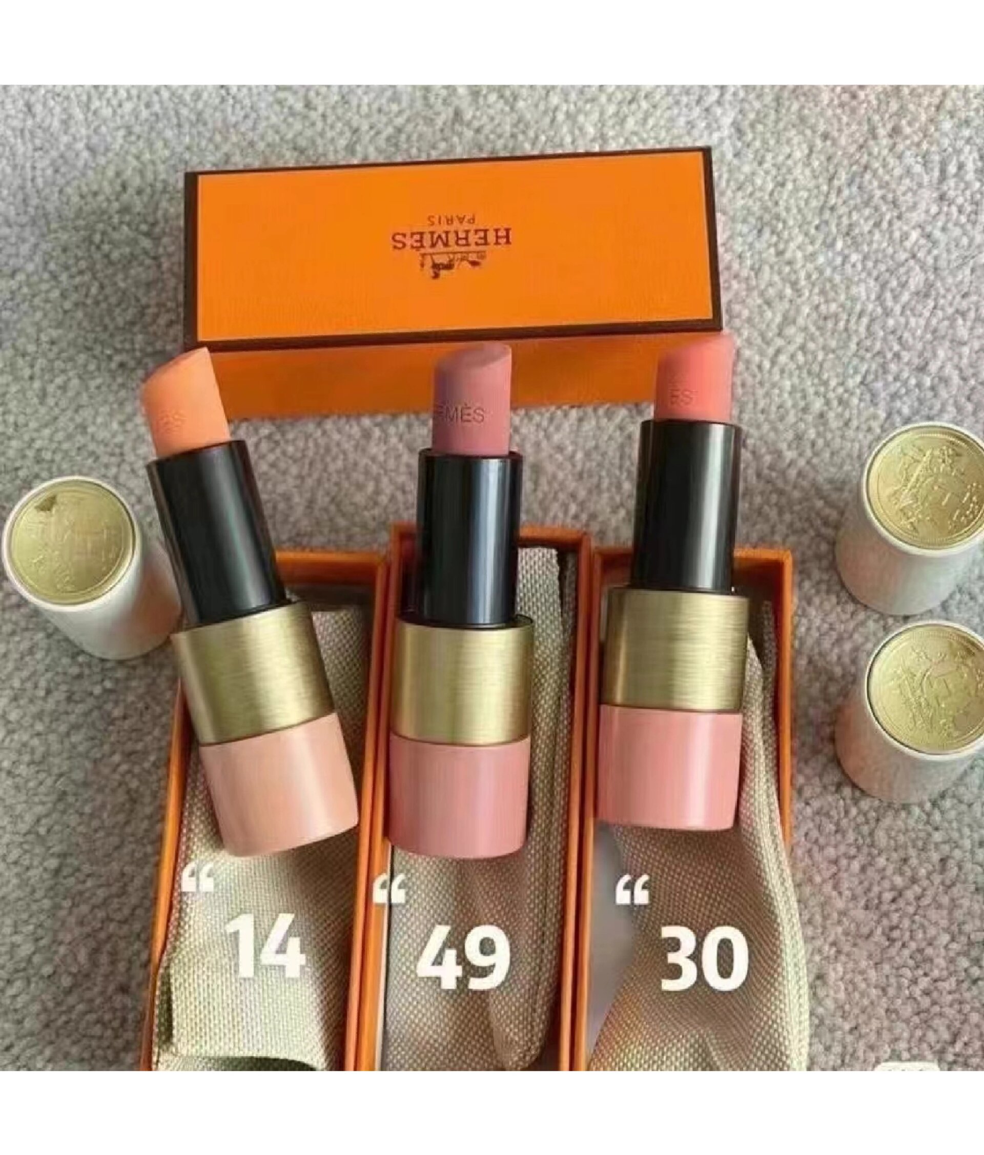 爱马仕粉红瑰丽系列口红!色号:14-30-49.