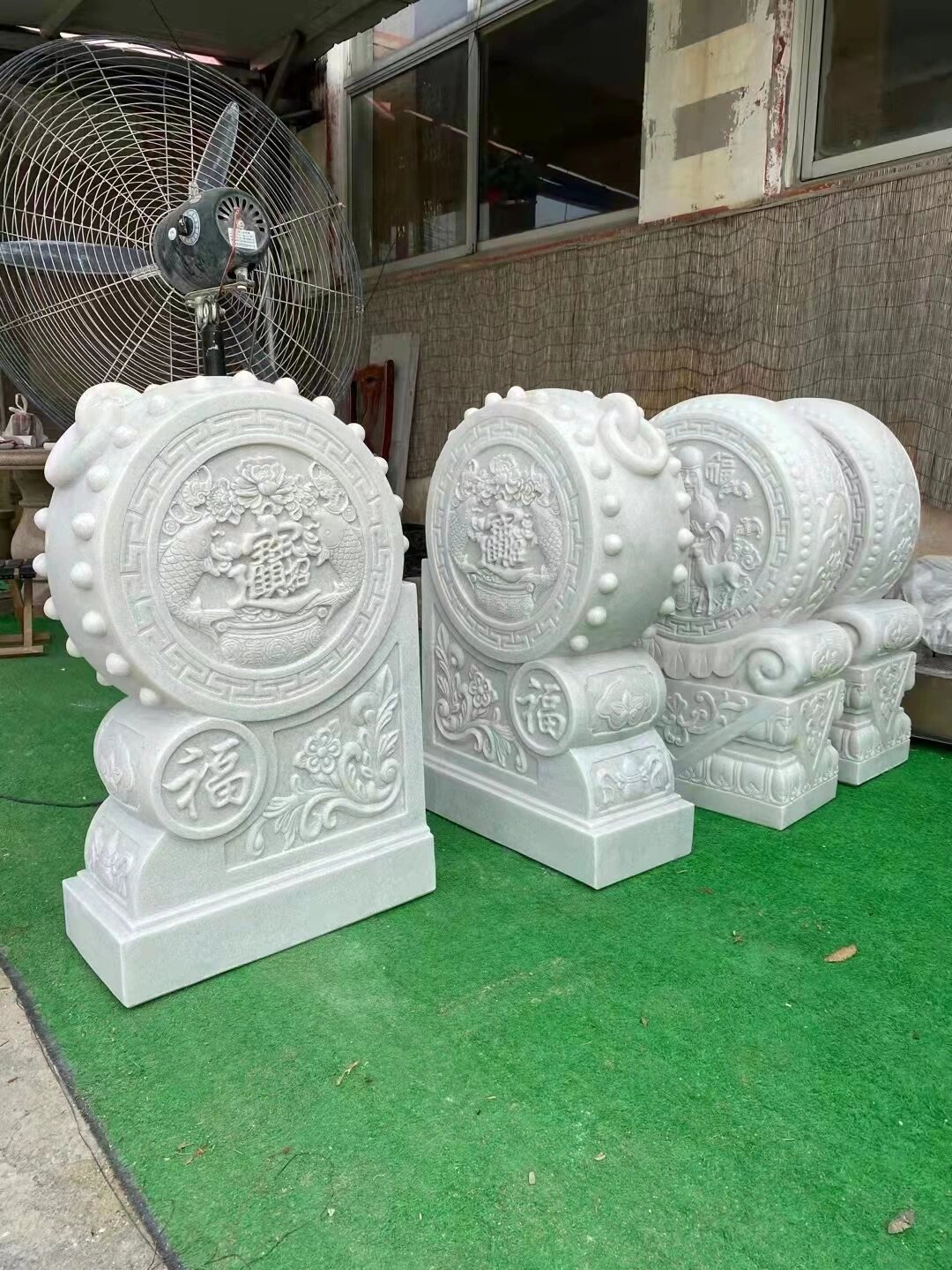 门墩    门墩石    汉白玉抱鼓    抱鼓石    石鼓    中式风格