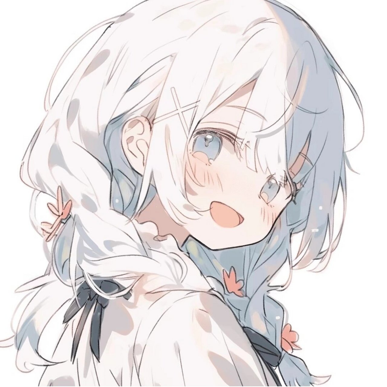 白色系动漫女头|微笑是最好的保护色 换个头像换个心情,我们的故事