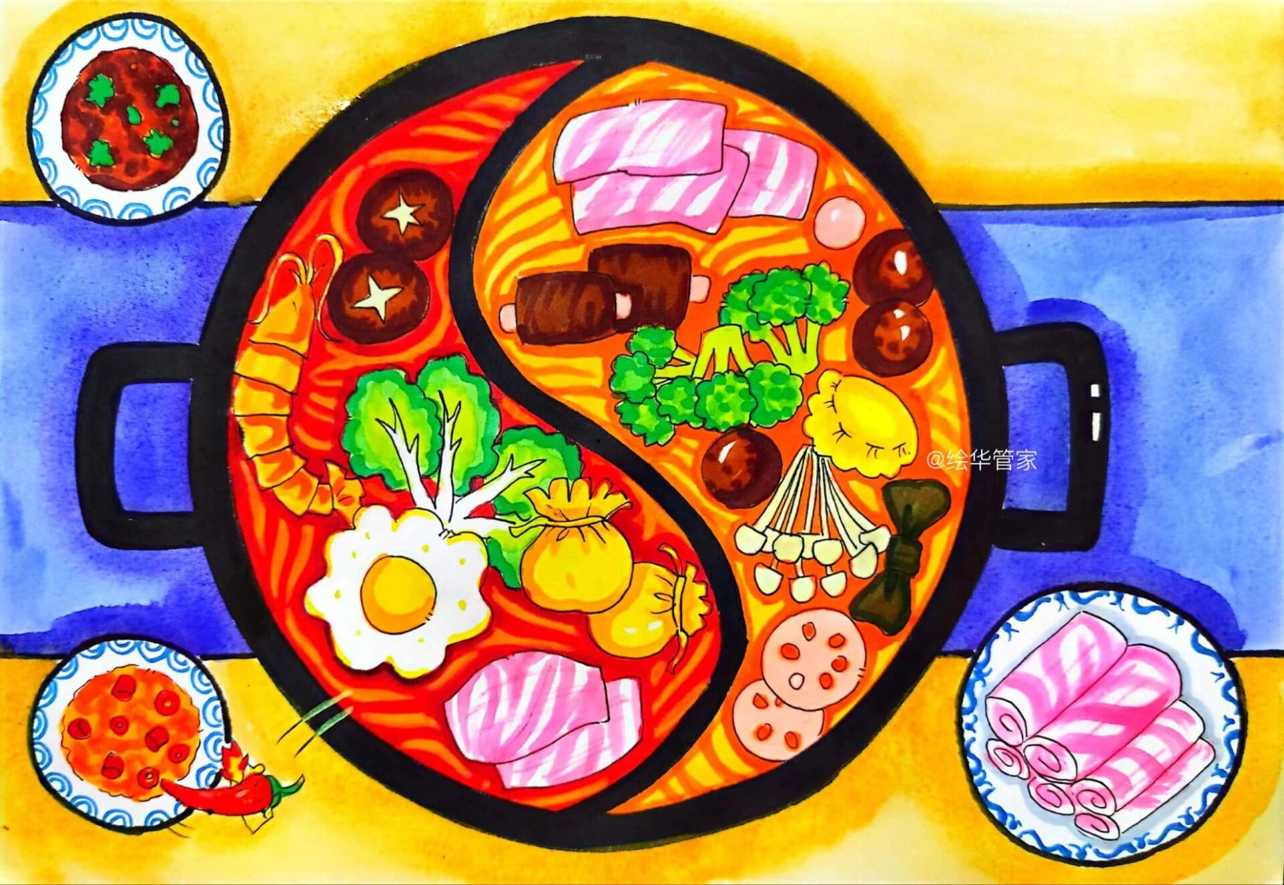 创意美术|舌尖上的美食《好吃的火锅》 一,课程类型:冬季美食创意主题