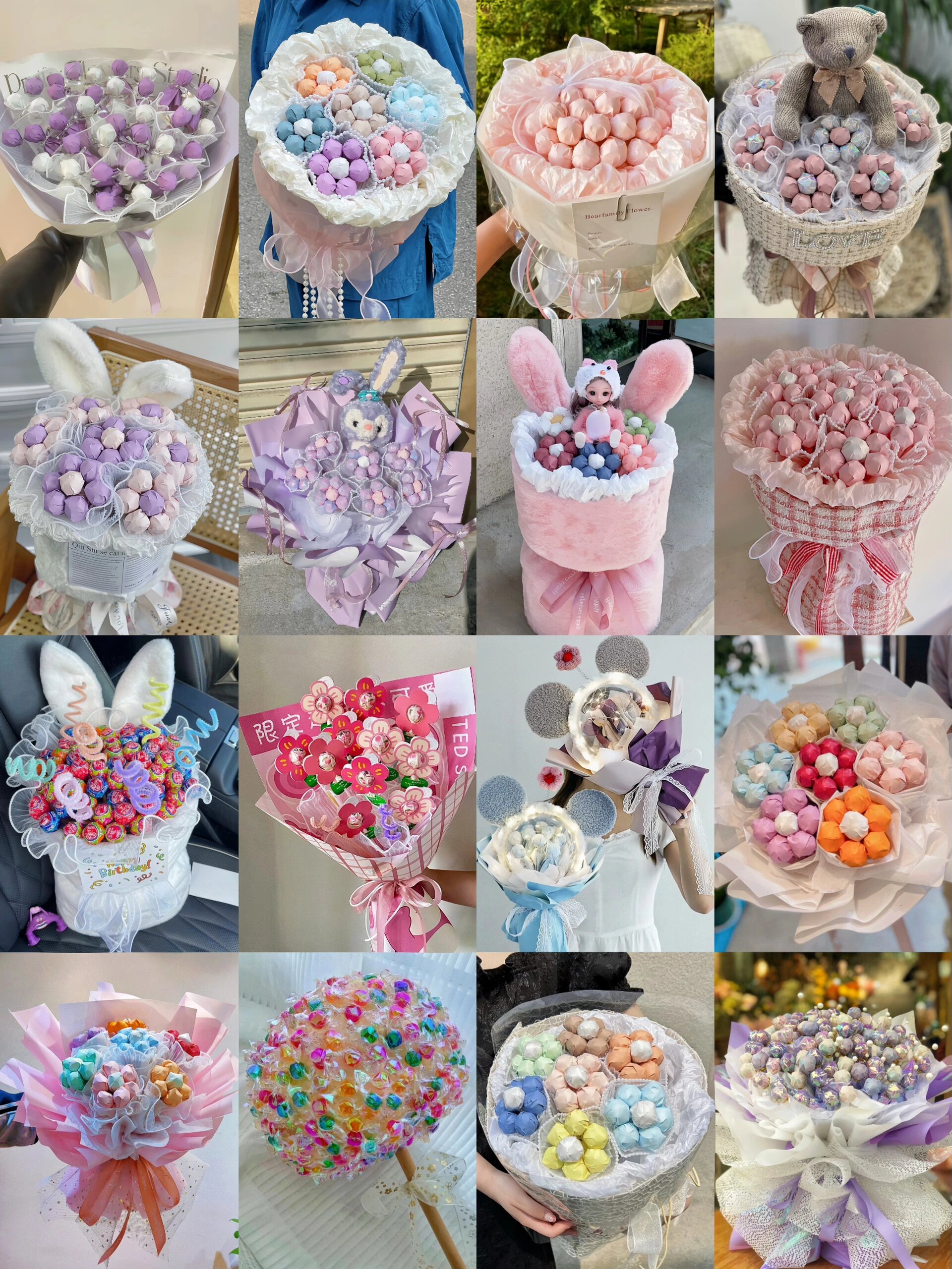 限定超甜小可爱96给仙女的七色花棒棒糖花束 可可爱爱的七彩棒棒糖