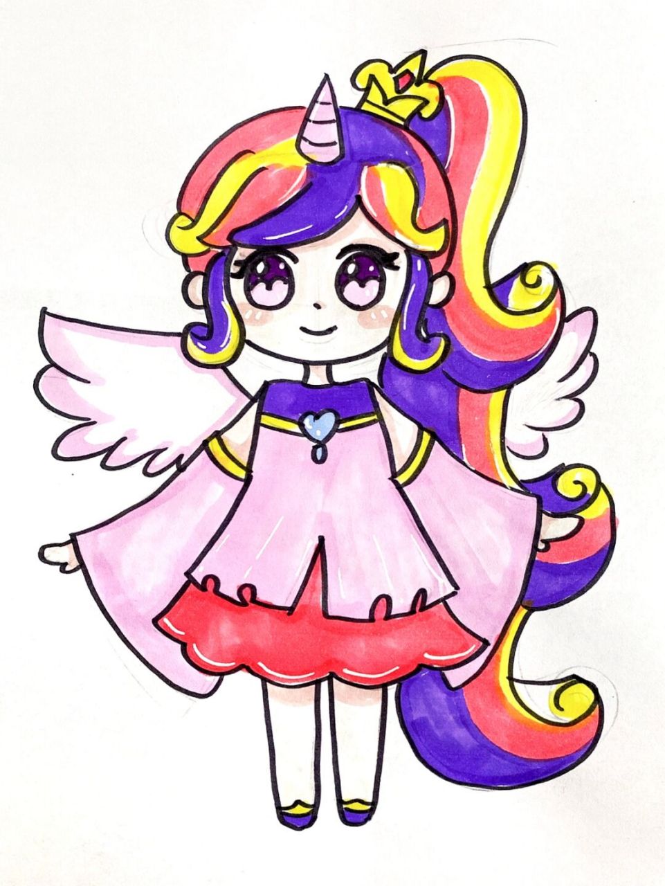 独角兽公主儿童画 #马克笔# #卡通画# #儿童画# #公主儿童画