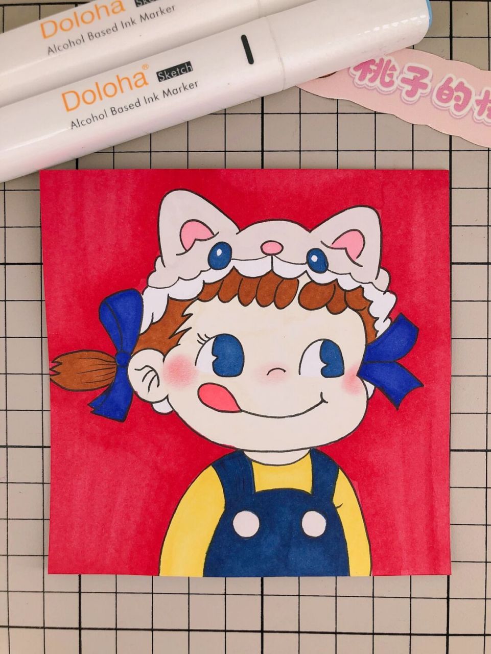 第201幅|不二家女孩卡通画,附步骤图.