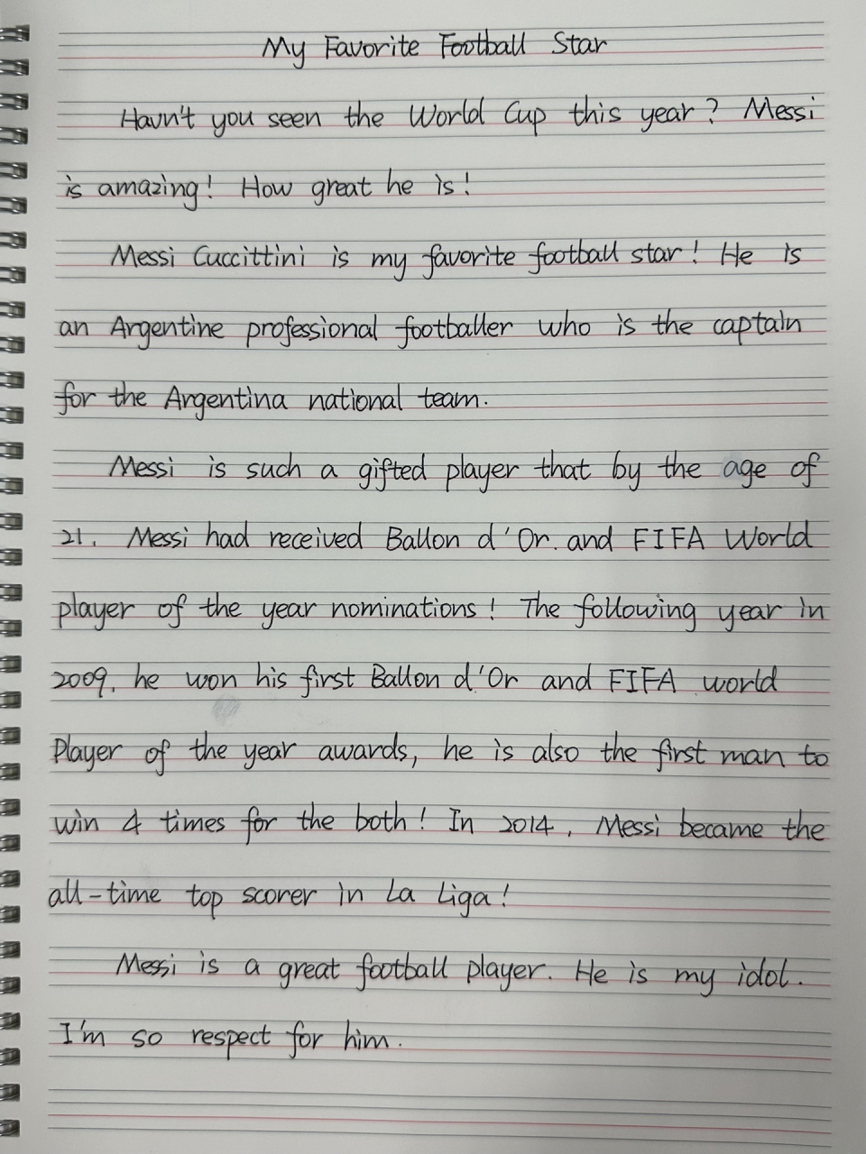 英语满分作文之「我最喜欢的球星」「梅西」 有没有梅西的球迷!